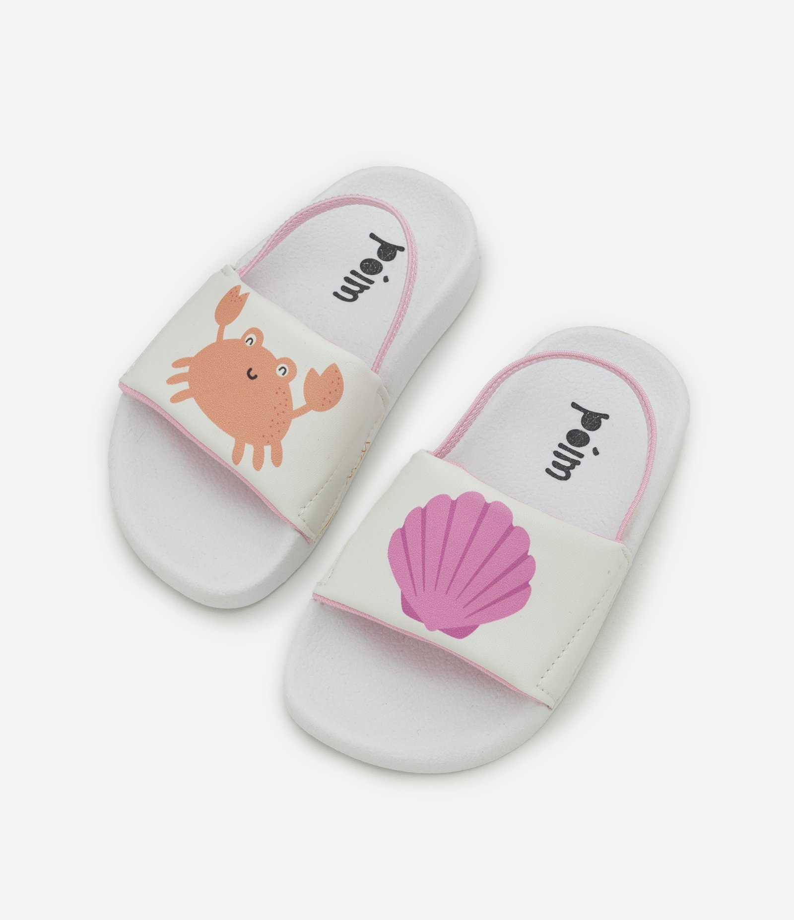 Chinelo Infantil Slide com Estampa Concha e Siri – Tam 17/18 a 23/24 Branco 5