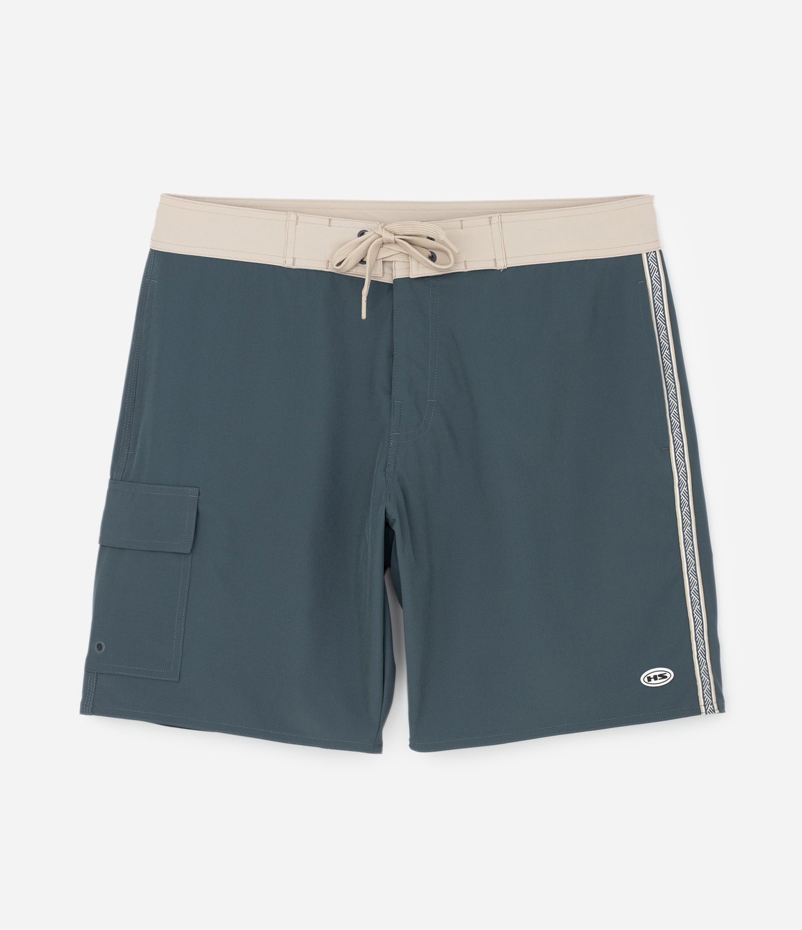 Bermuda de Banho Lisa com Fita nas Laterais e Patch Localizado Azul 5