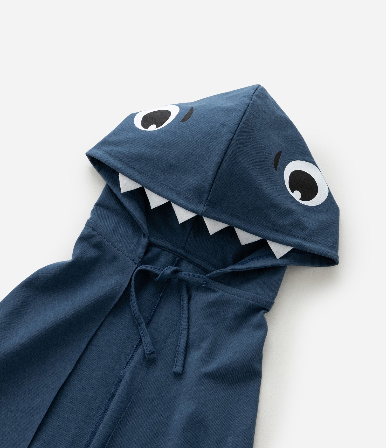 Camiseta Infantil com Estampa de Tubarão e Capa - Tam 1 a 6 Anos Azul 11