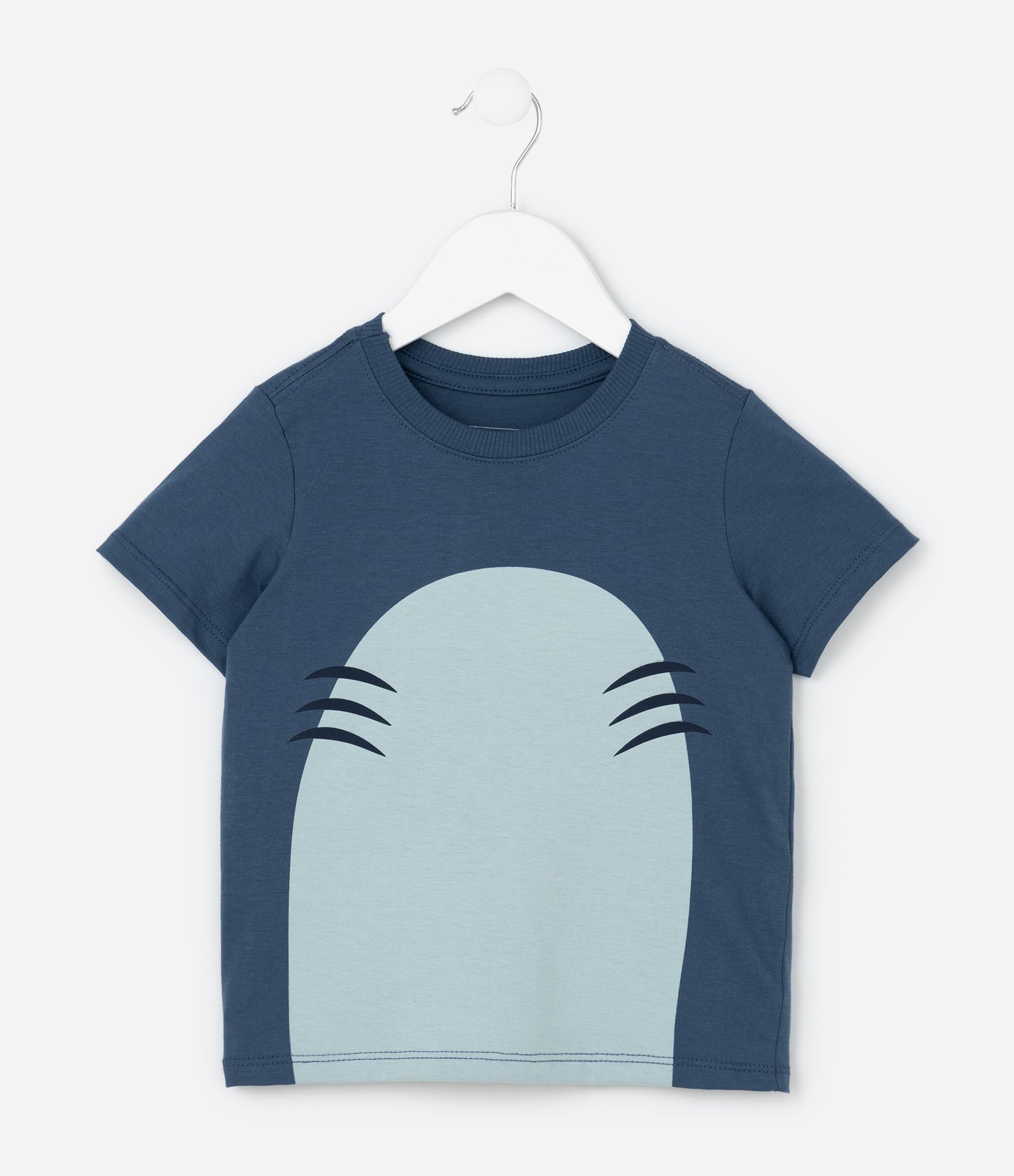 Camiseta Infantil com Estampa de Tubarão e Capa - Tam 1 a 6 Anos Azul 2