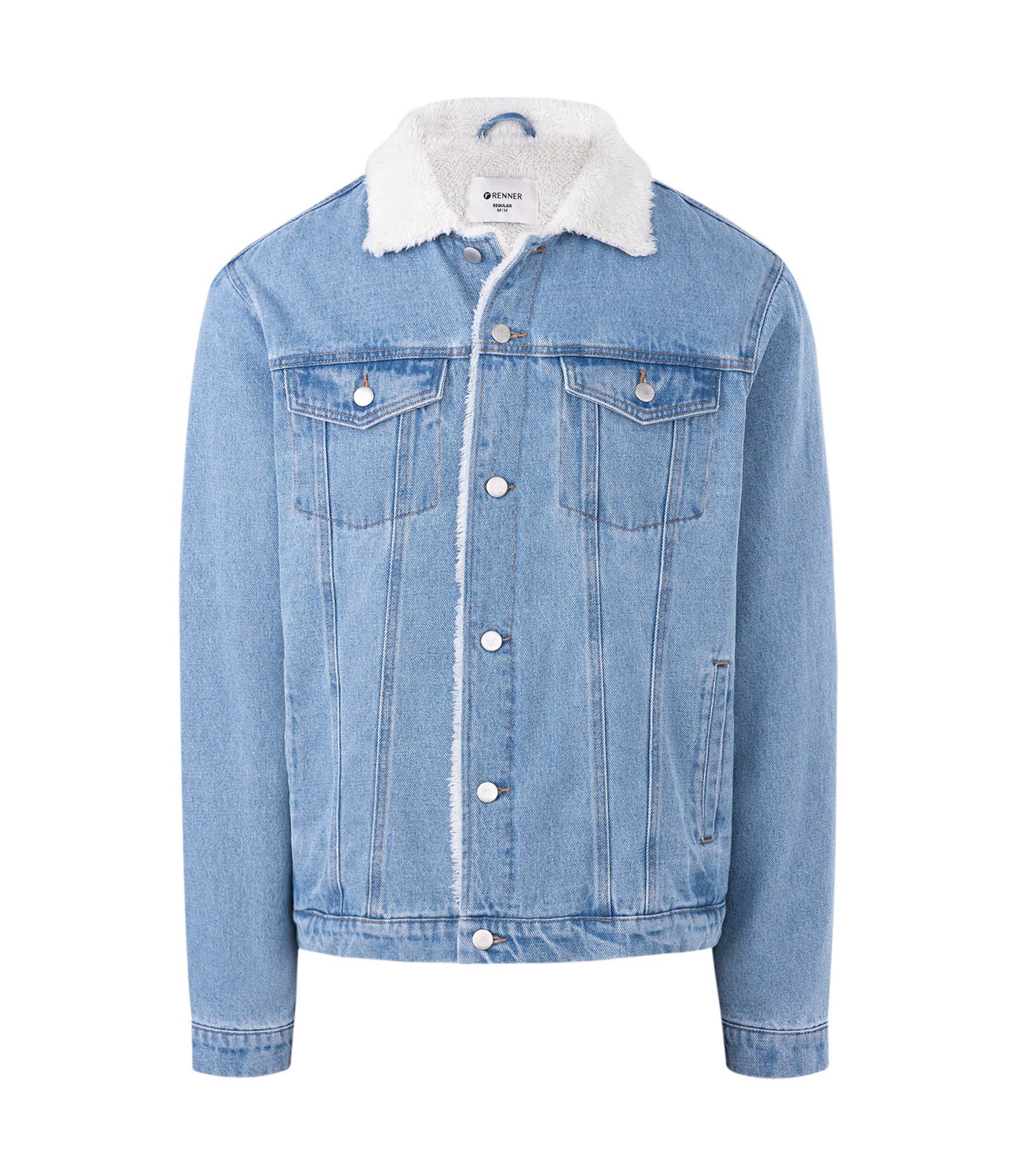 Jaqueta Jeans com Forro Sherpa Azul 3
