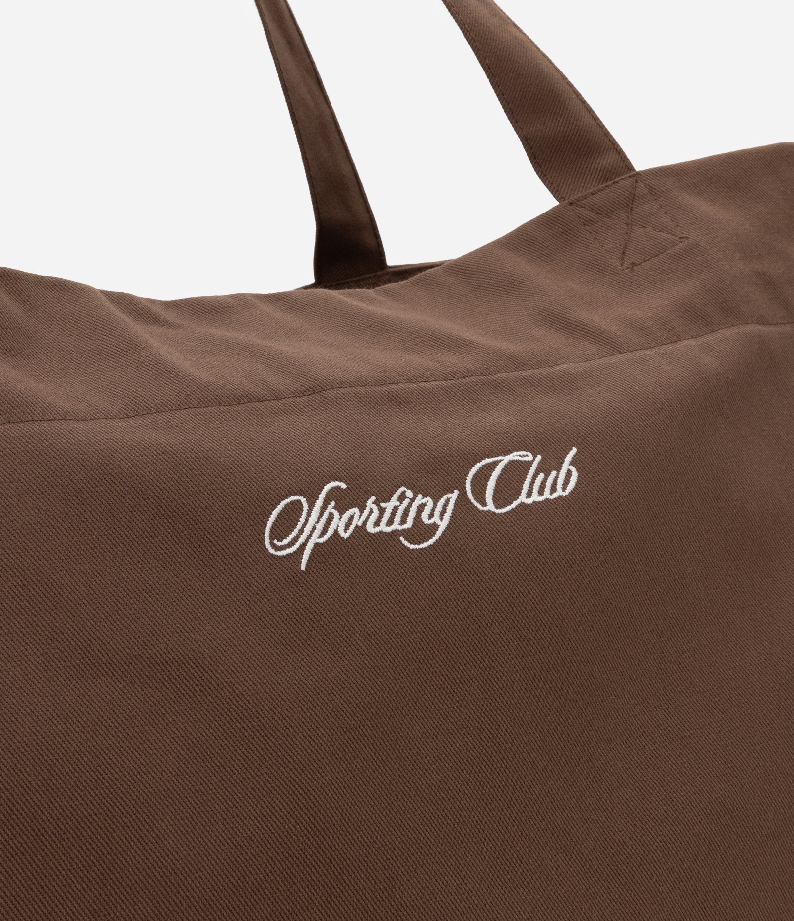 Bolsa Shopper Esportiva Grande em Sarja com Estampa Bordada Marrom 4