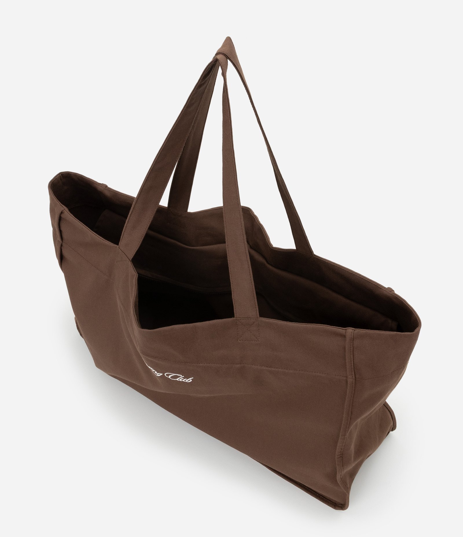 Bolsa Shopper Esportiva Grande em Sarja com Estampa Bordada Marrom 5