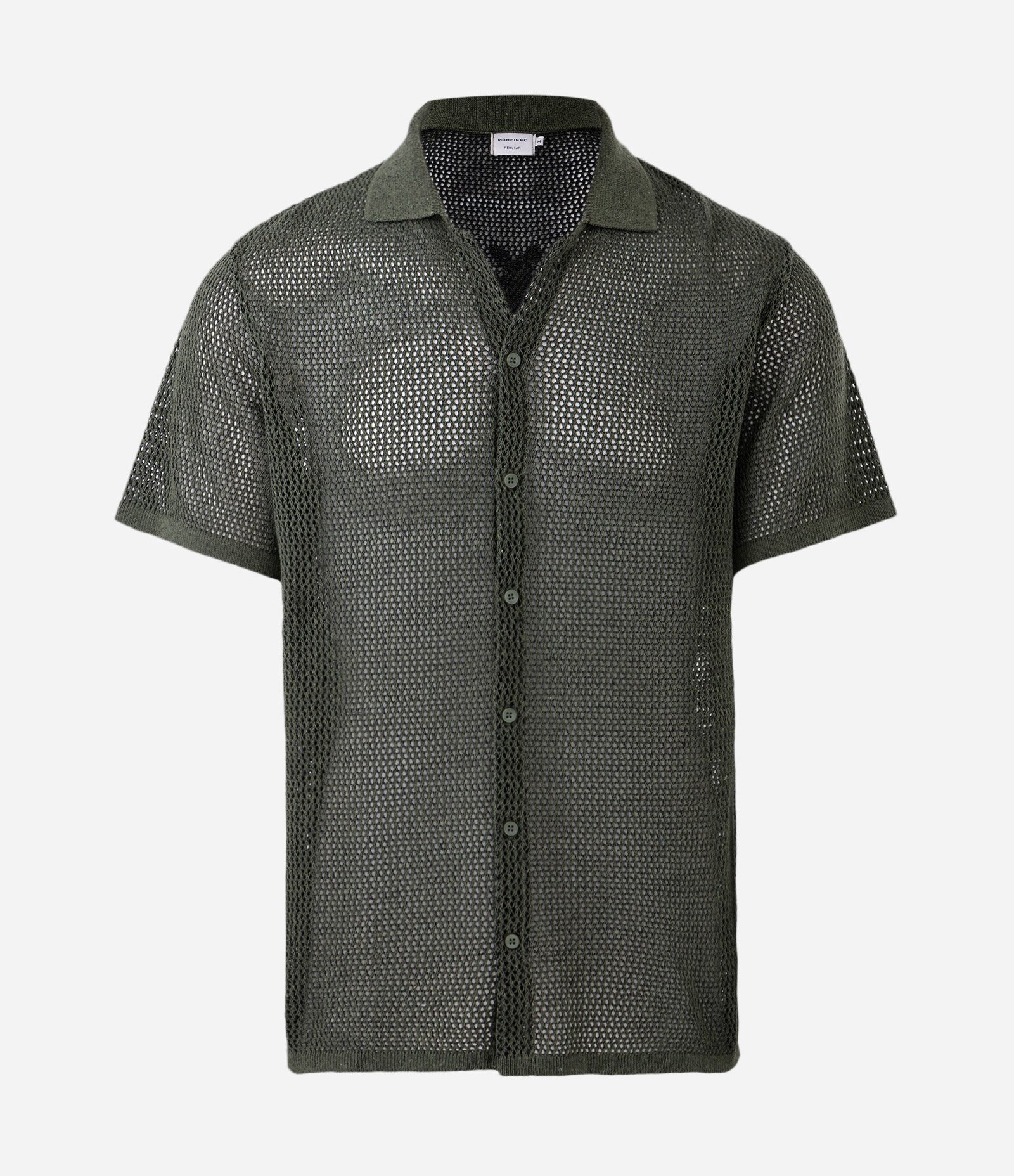 Camisa Regular Texturizado com Textura Efeito Crochê Verde 5