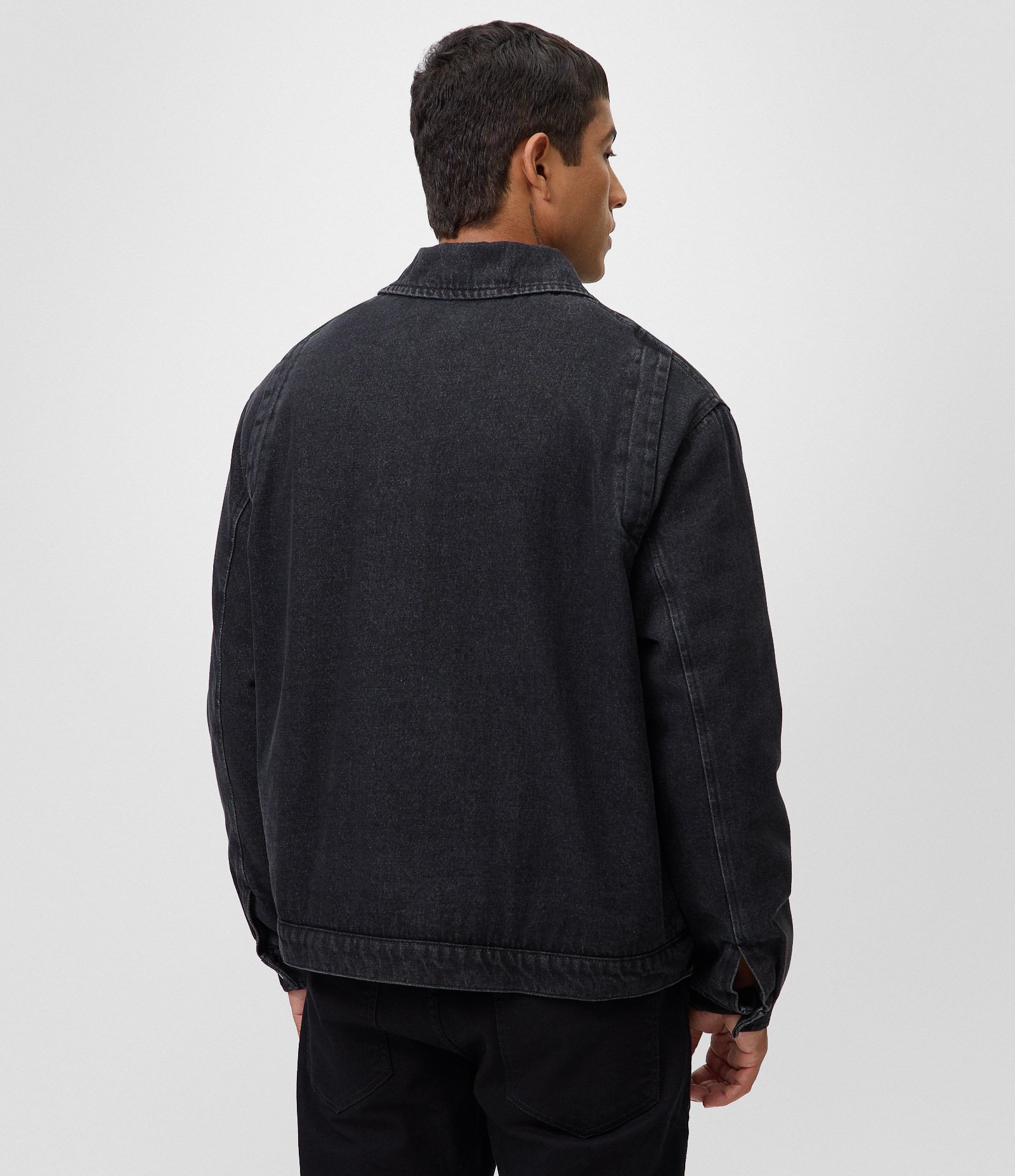 Jaqueta Masculina Jeans Boxy com Zíper Preto 3