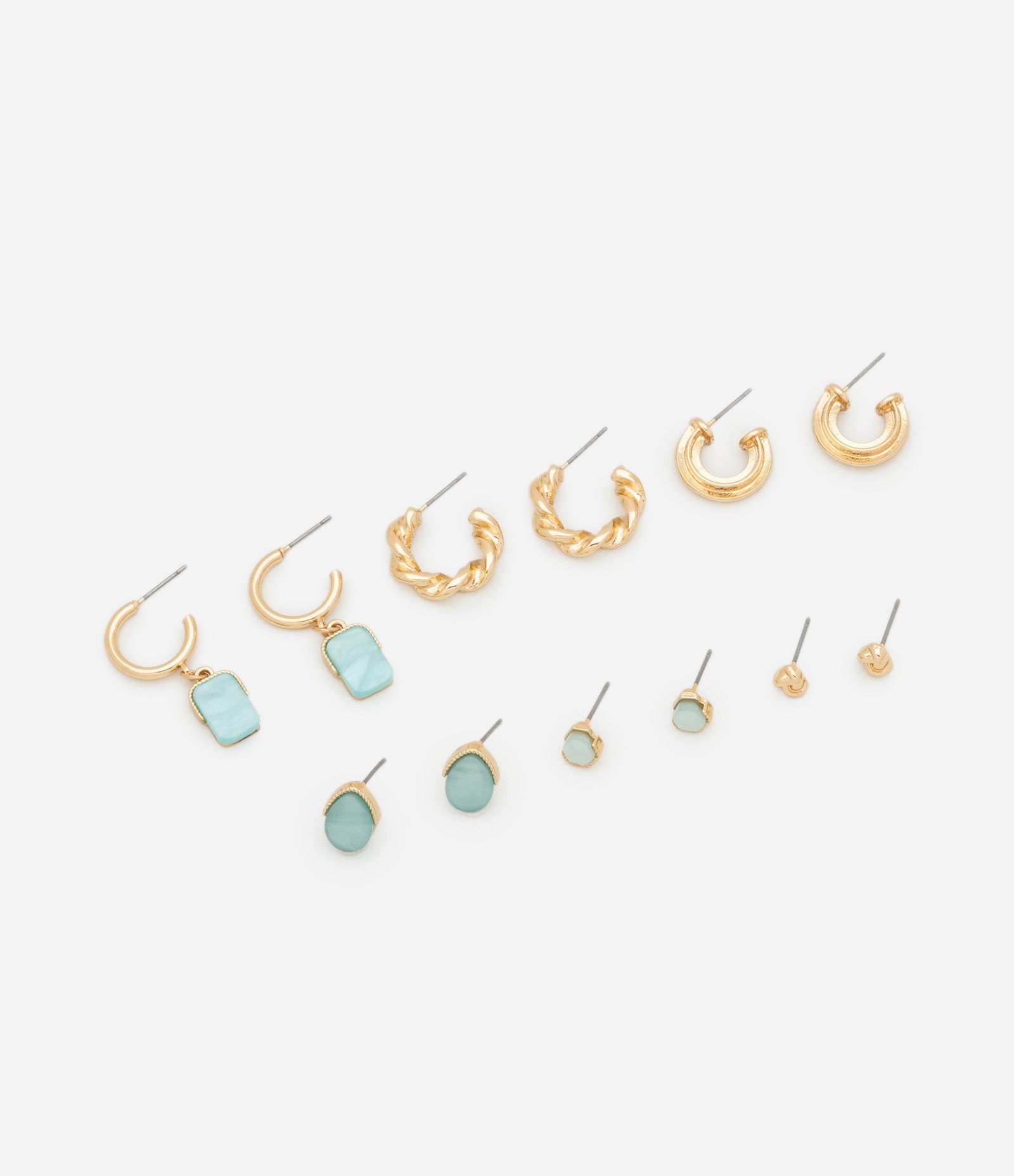 Kit 06 Brincos em Diferentes Formatos Dourado 2