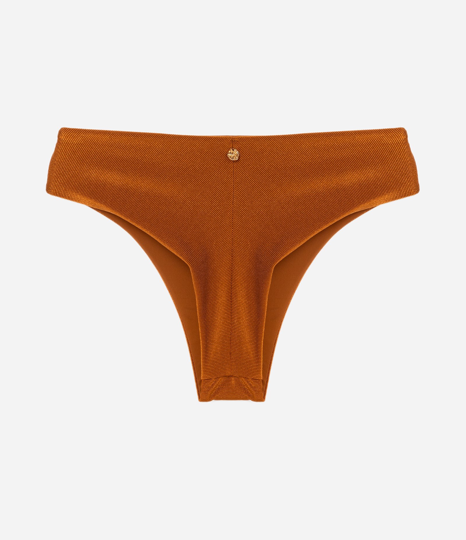 Biquíni Calcinha Hot Pants em Microfibra Canelada Brilhante Marrom 7