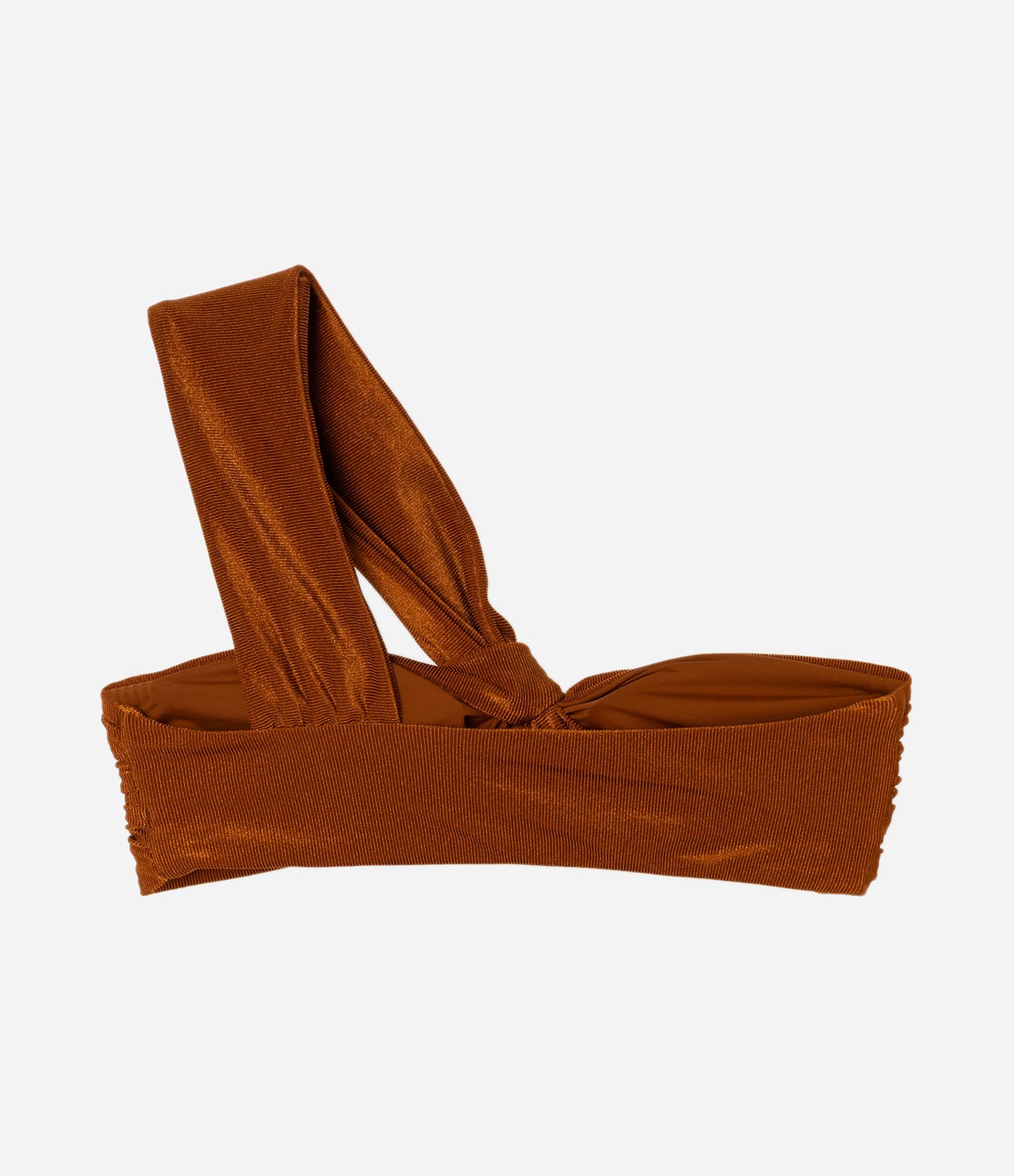 Biquíni Top com Alça Única e Detalhe Canelado em Microfibra Marrom 7