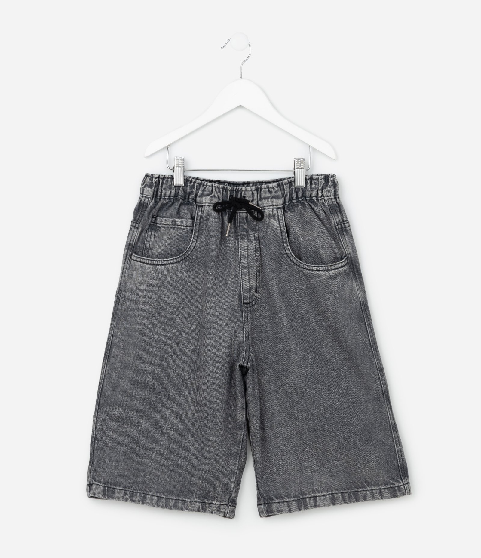 Bermuda Infantil Baggy em Jeans Liso Baggy cós elástico FUO_SS26_BEP_0033 Street 5 a 14 Cinza 1