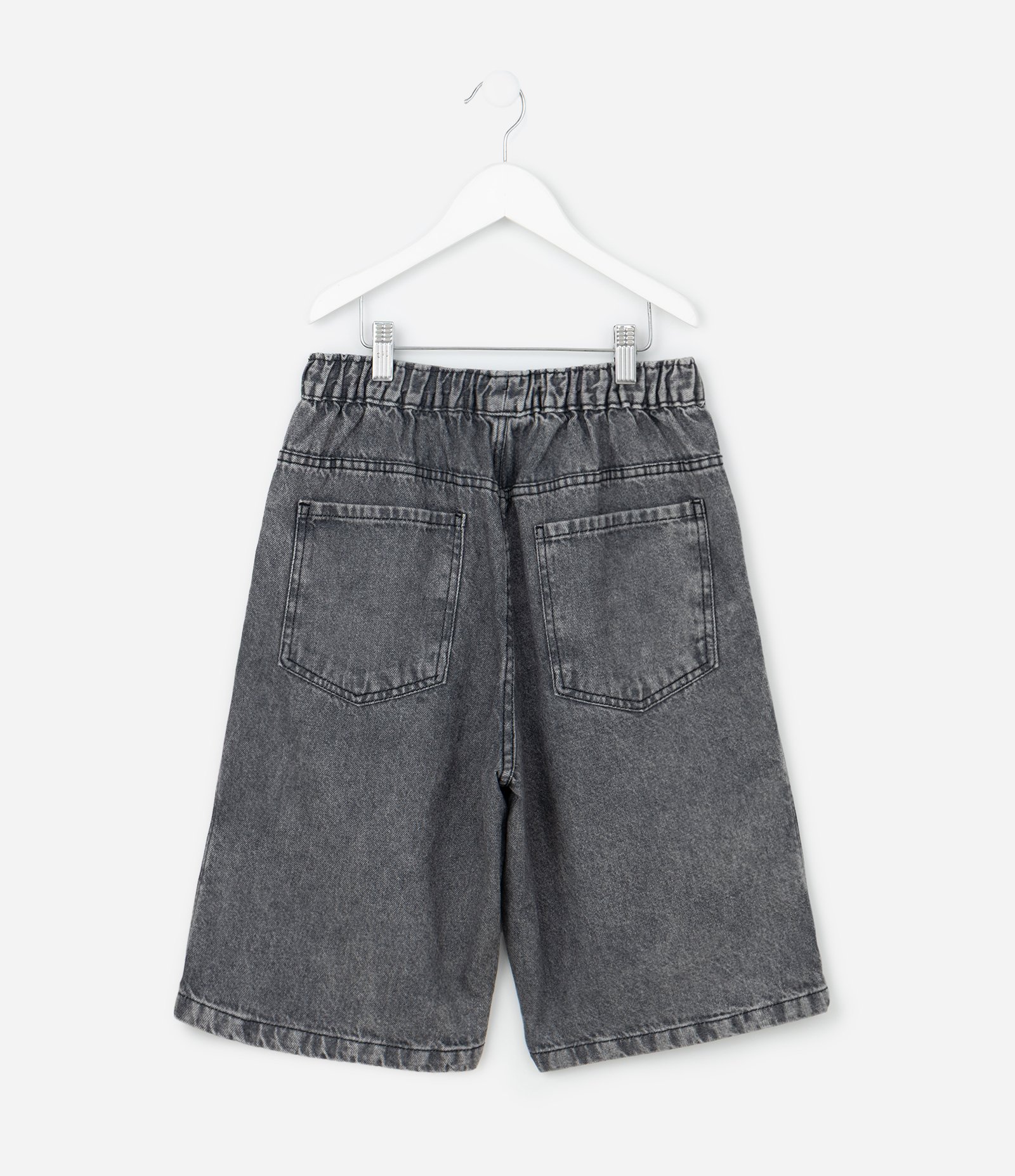 Bermuda Infantil Baggy em Jeans Liso Baggy cós elástico FUO_SS26_BEP_0033 Street 5 a 14 Cinza 2