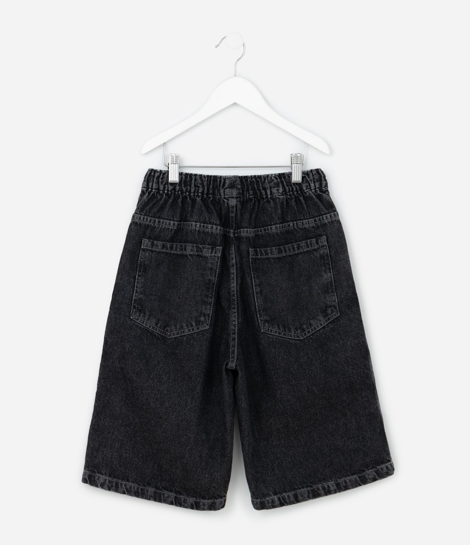 Bermuda Infantil Baggy em Jeans Liso Baggy cós elástico FUO_SS26_BEP_0033 Street 5 a 14 Preto 2