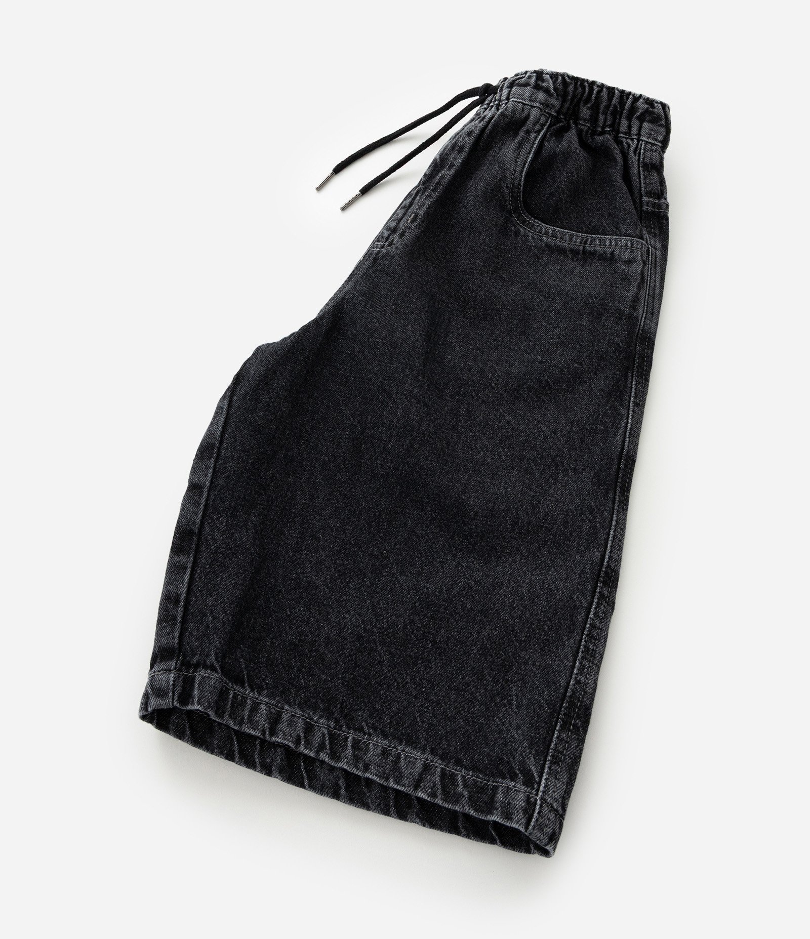 Bermuda Infantil Baggy em Jeans Liso Baggy cós elástico FUO_SS26_BEP_0033 Street 5 a 14 Preto 4