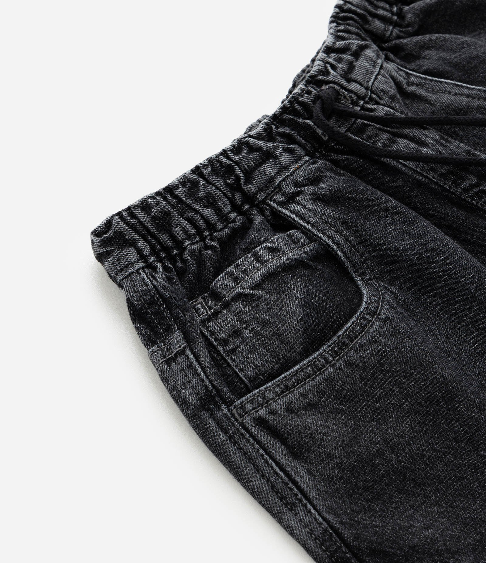 Bermuda Infantil Baggy em Jeans Liso Baggy cós elástico FUO_SS26_BEP_0033 Street 5 a 14 Preto 5