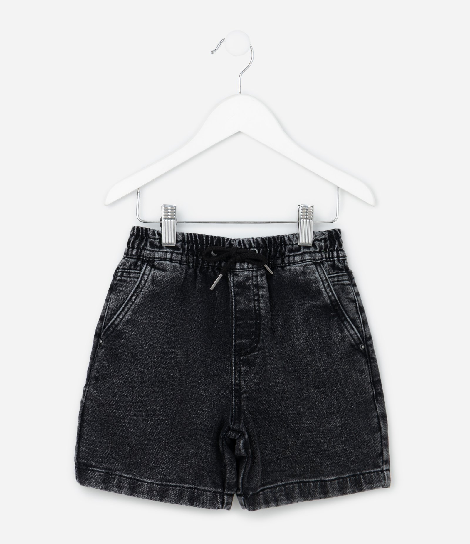 Bermuda Infantil em Jeans com Cós Elástico - Tam 5 a 14 anos Preto 1