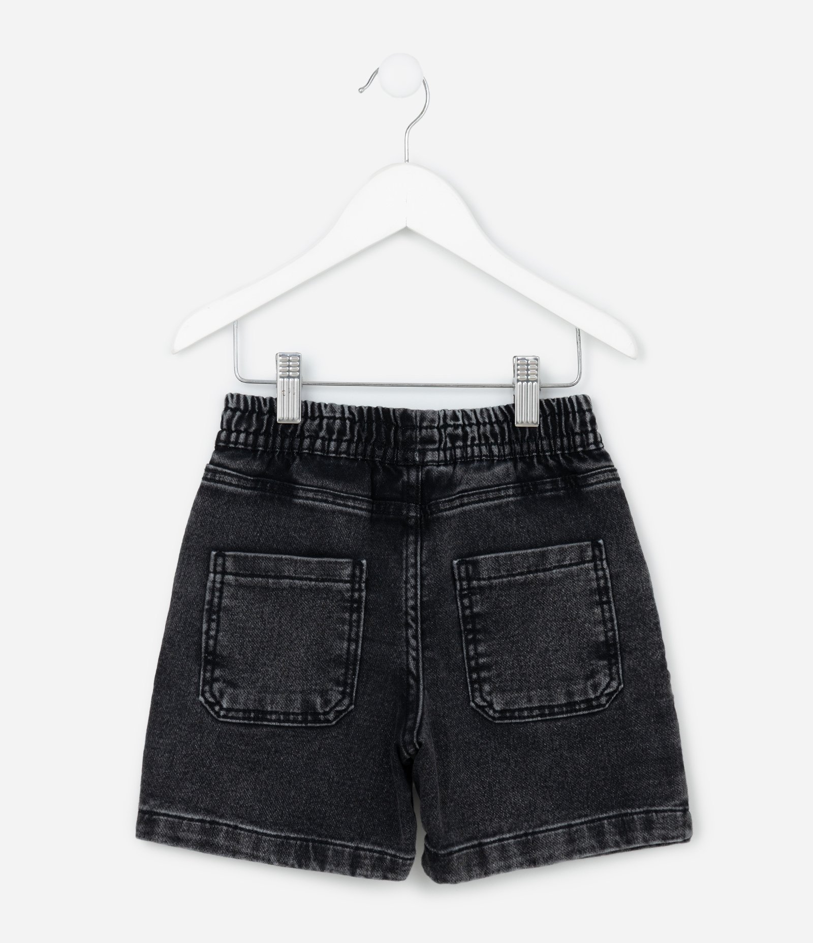 Bermuda Infantil em Jeans com Cós Elástico - Tam 5 a 14 anos Preto 2