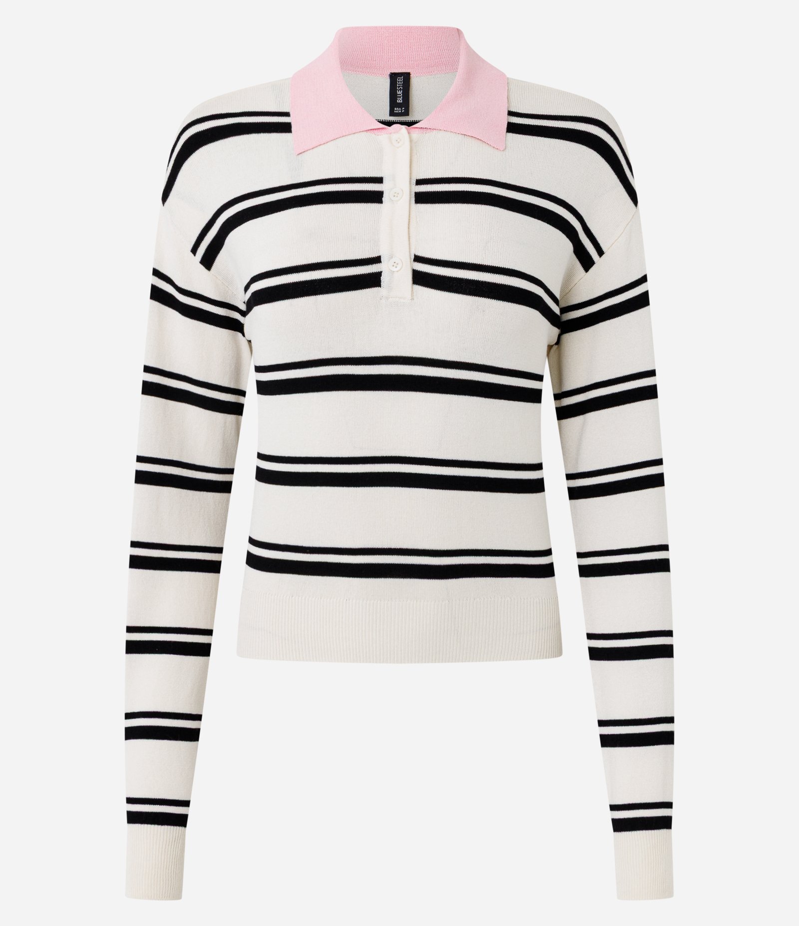 Blusão Slim Polo em Tricô Listrado com Manga Longa Off White 1