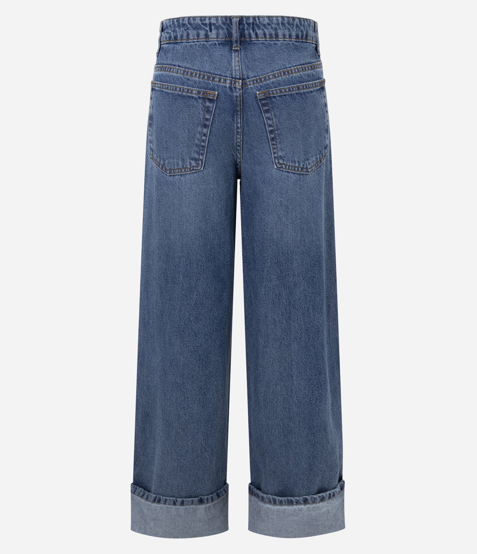 Calça Loose Cintura Baixa em Jeans com Barra Dobrada Médio 8