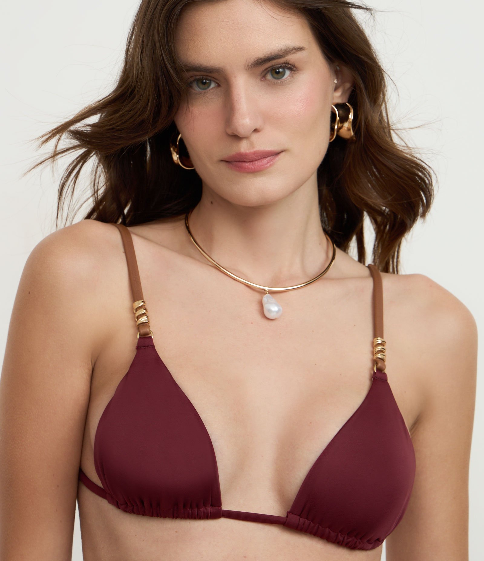 Biquíni Cortininha em Microfibra com Aviamento na Alça Bordô 4