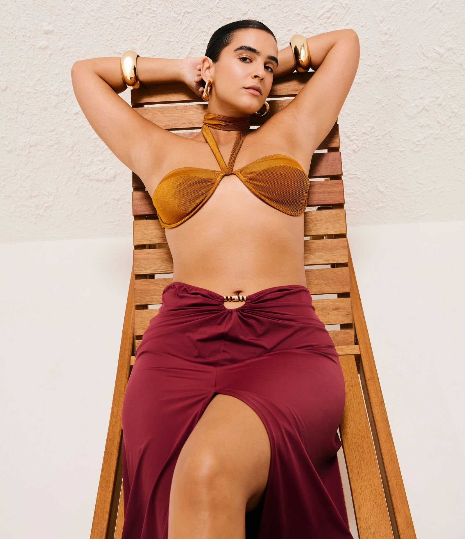 Biquíni Top Meia Taça em Microfibra com Textura Marrom 2