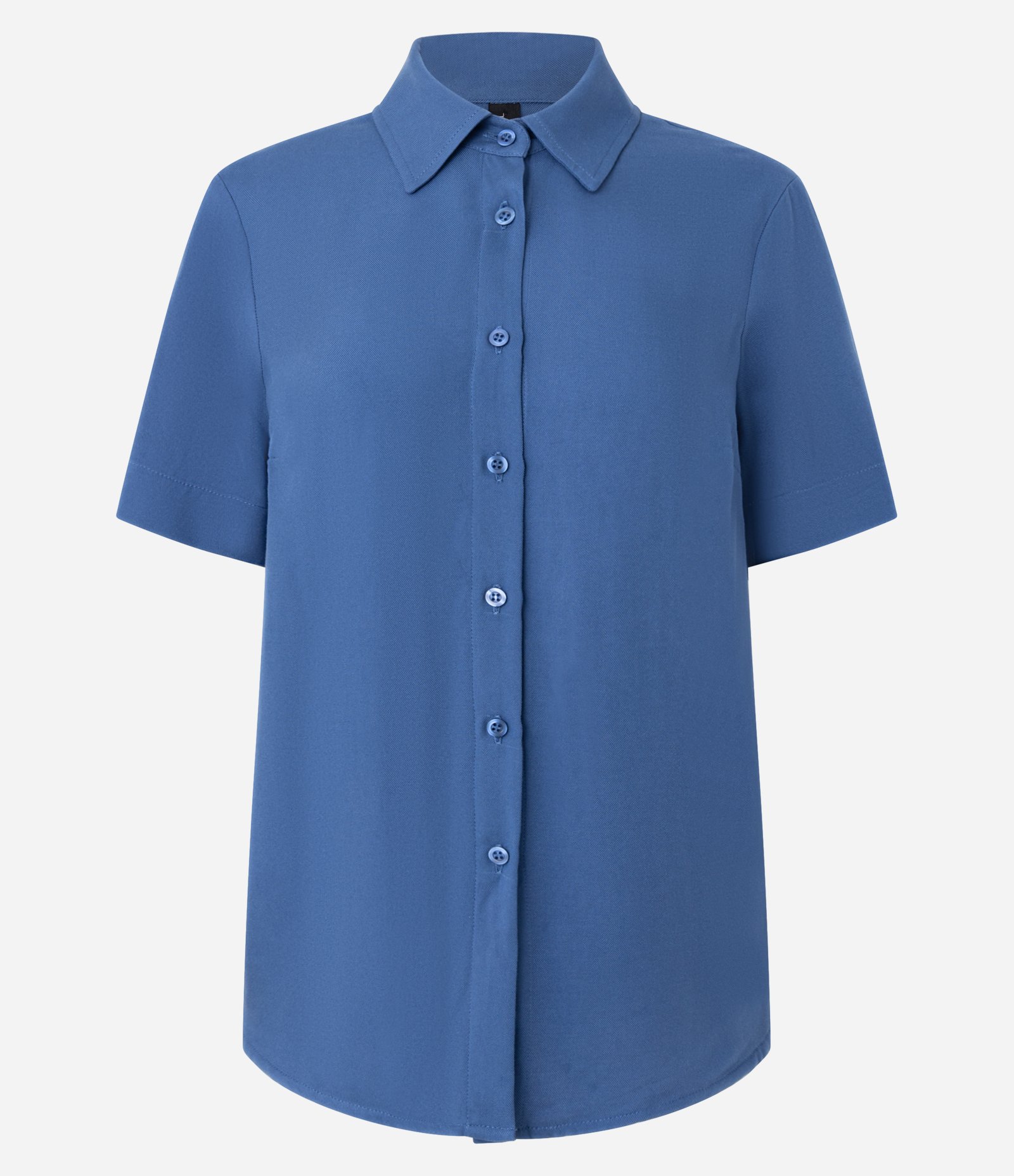 Camisa em Viscose com Botões e Manga Curta Azul 2