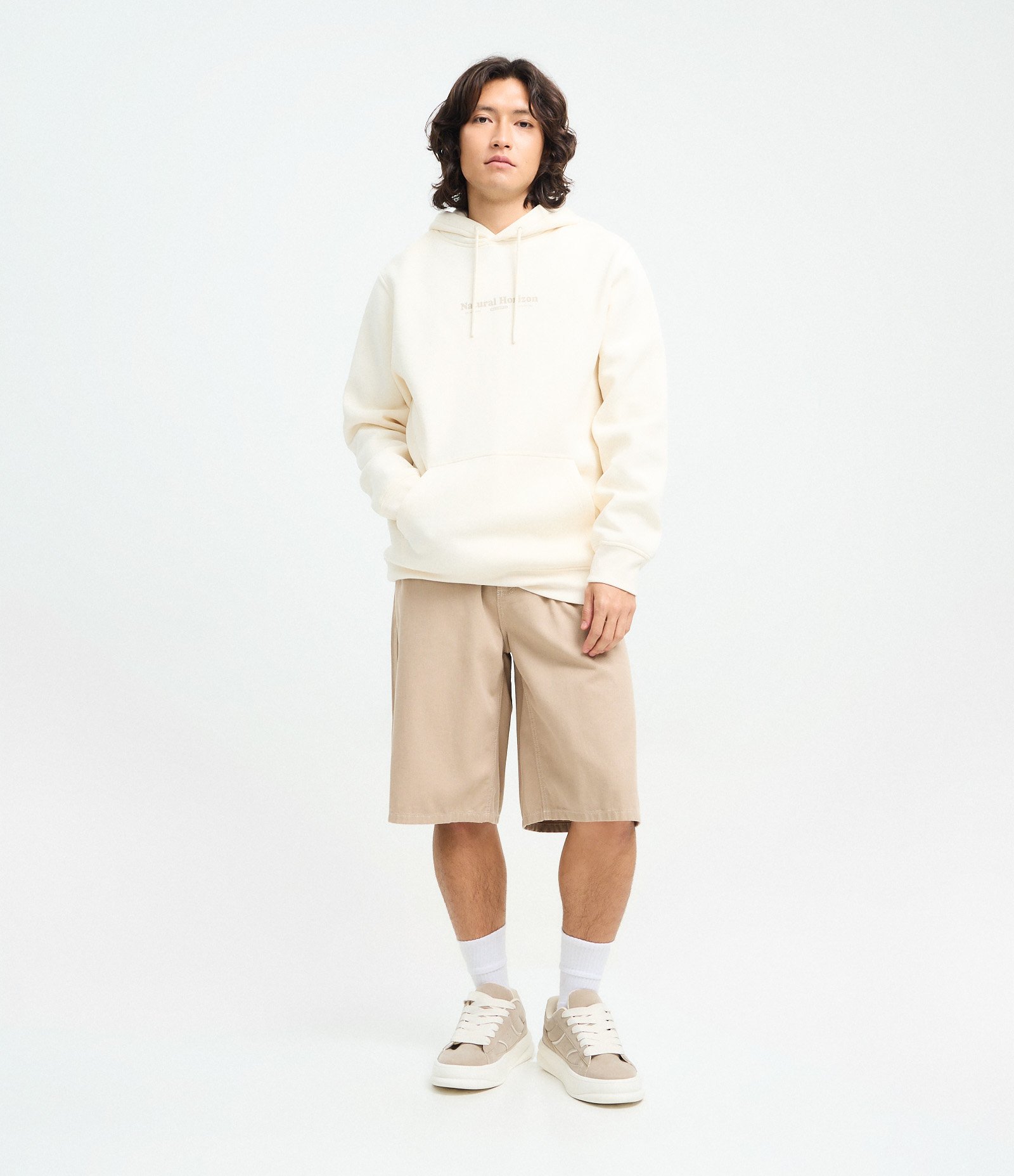 Blusão Moletom com Felpa e Lettering Natural Horizon Canguru Amarelo 2