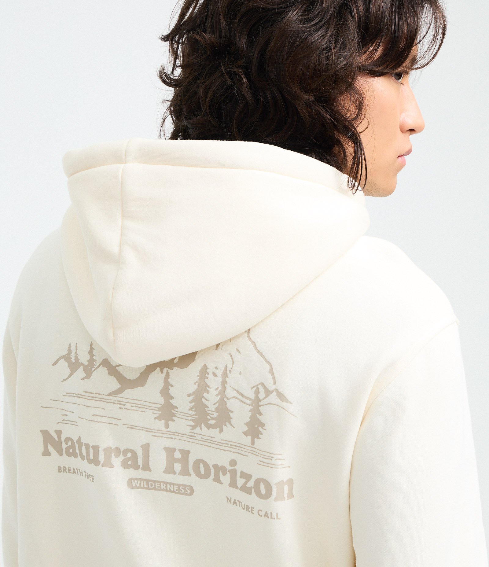 Blusão Moletom com Felpa e Lettering Natural Horizon Canguru Amarelo 4