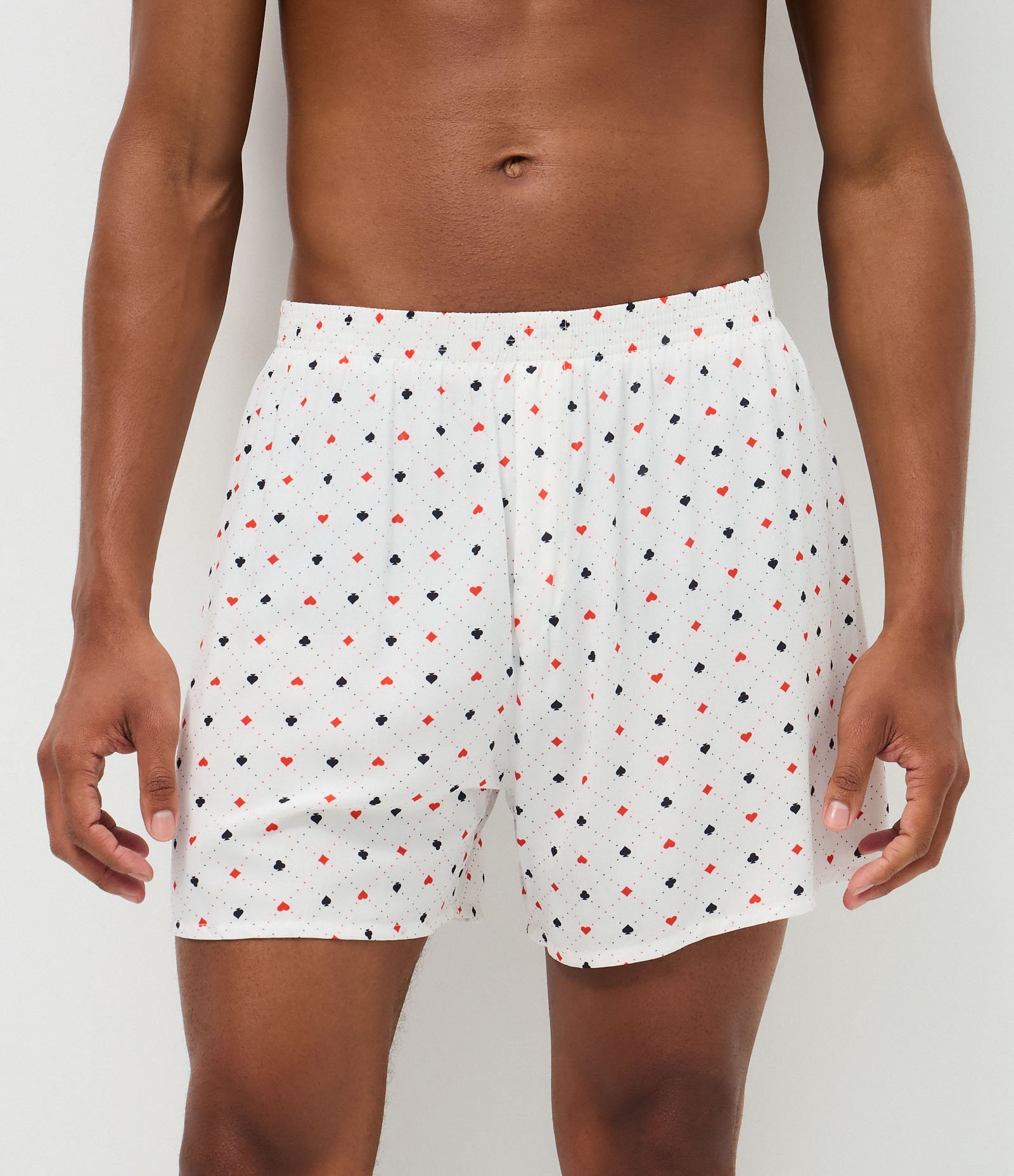 Cueca Samba Canção em Viscose com Estampa Chalis Naipes Branco 2