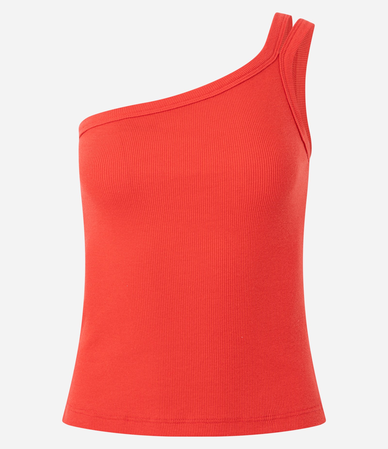 Blusa em Ribana com Um Ombro Só e Alça Dupla Laranja 1