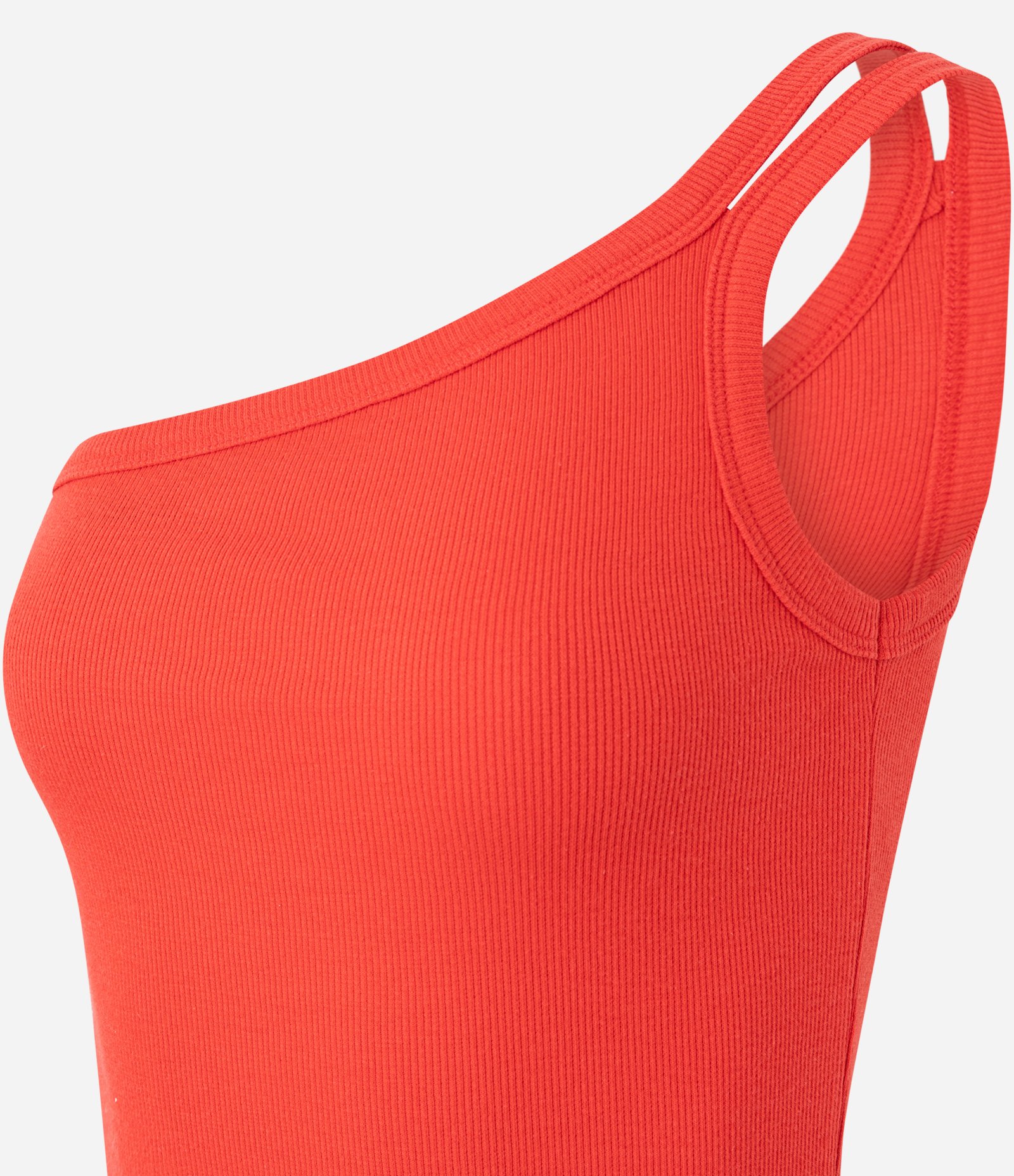 Blusa em Ribana com Um Ombro Só e Alça Dupla Laranja 2