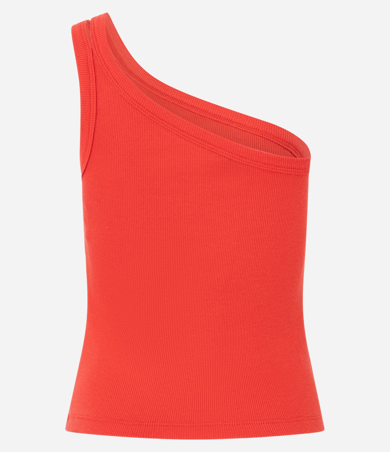 Blusa em Ribana com Um Ombro Só e Alça Dupla Laranja 4