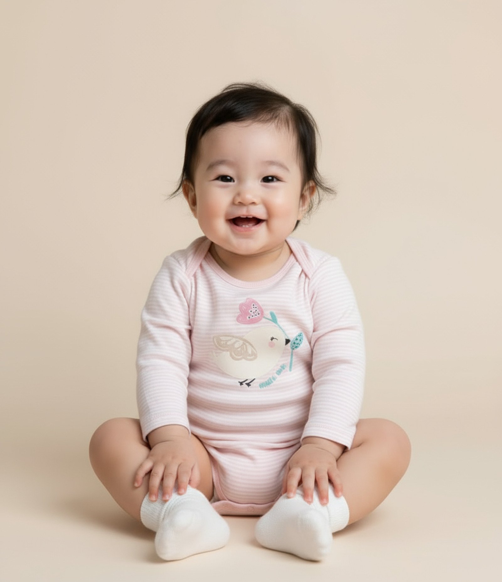 Body Infantil com Estampa Pássaro e Flor - Tam RN a 18 meses Rosa 1