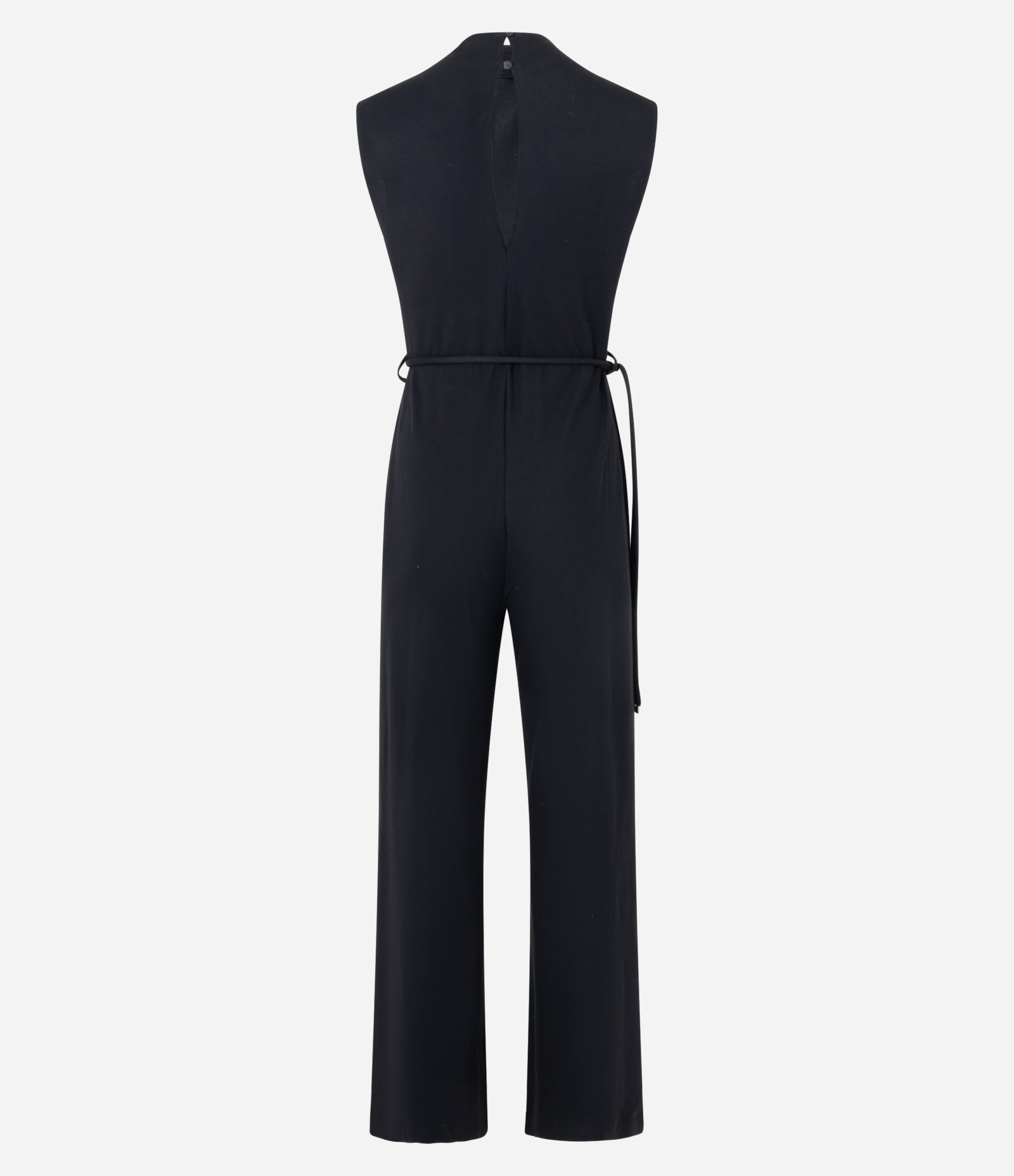 Macacão em Orly com Passantes e Cinto Afivelado Preto 2