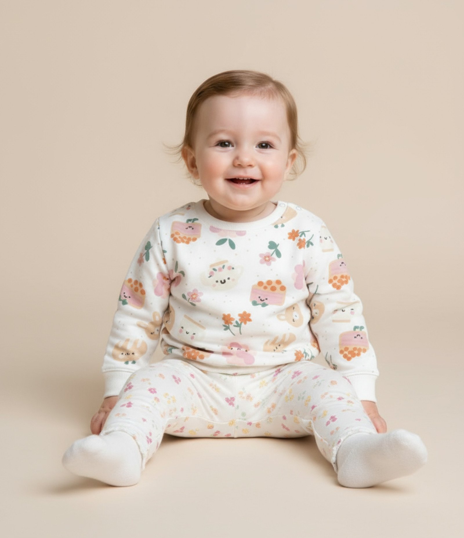 Blusão Infantil Quentinho Estampado de Bichinhos - Tam 0 a 18 meses Branco 1