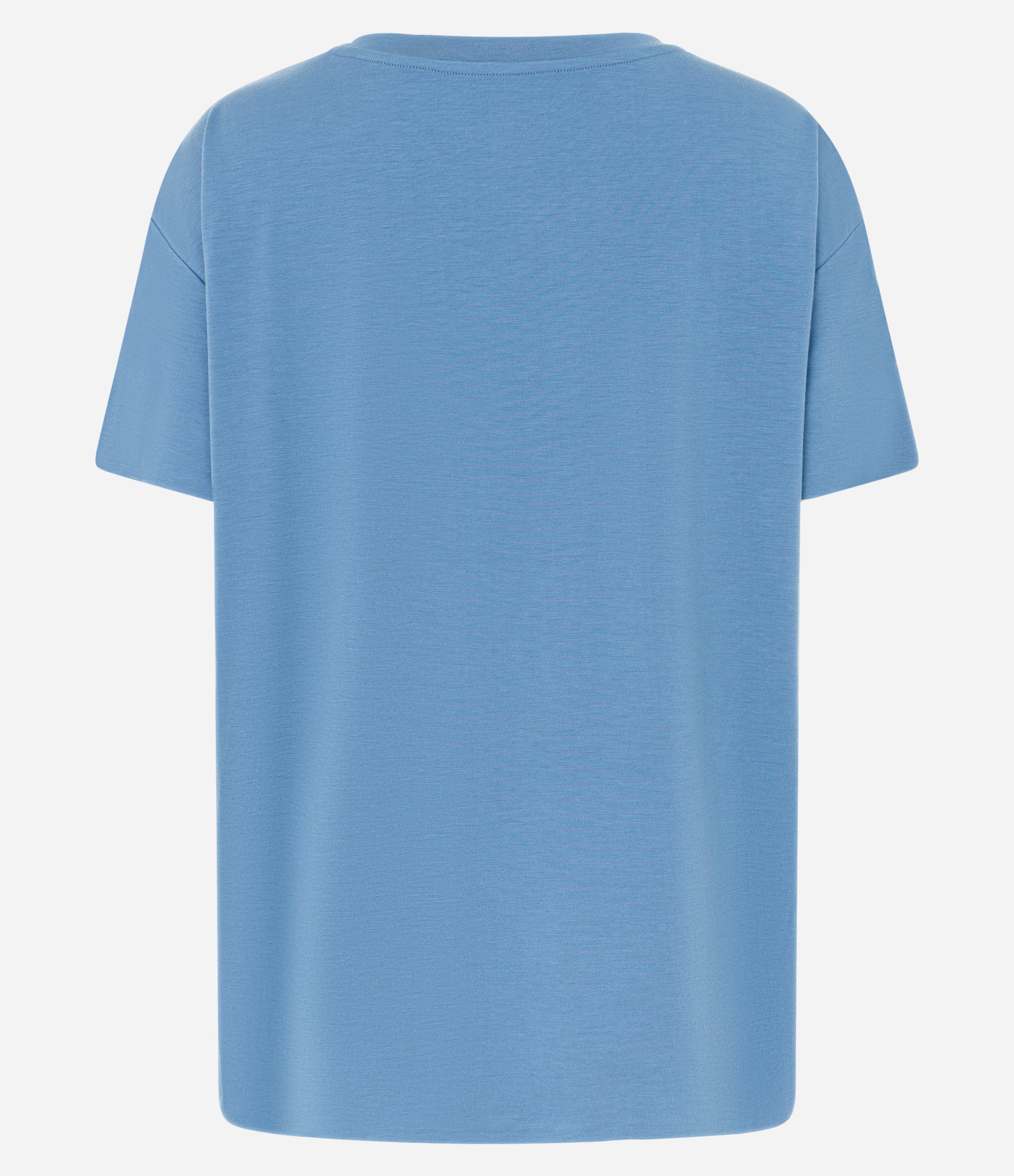 Camiseta Regular em Microfibra Ampla com Fendas Laterais Azul 5