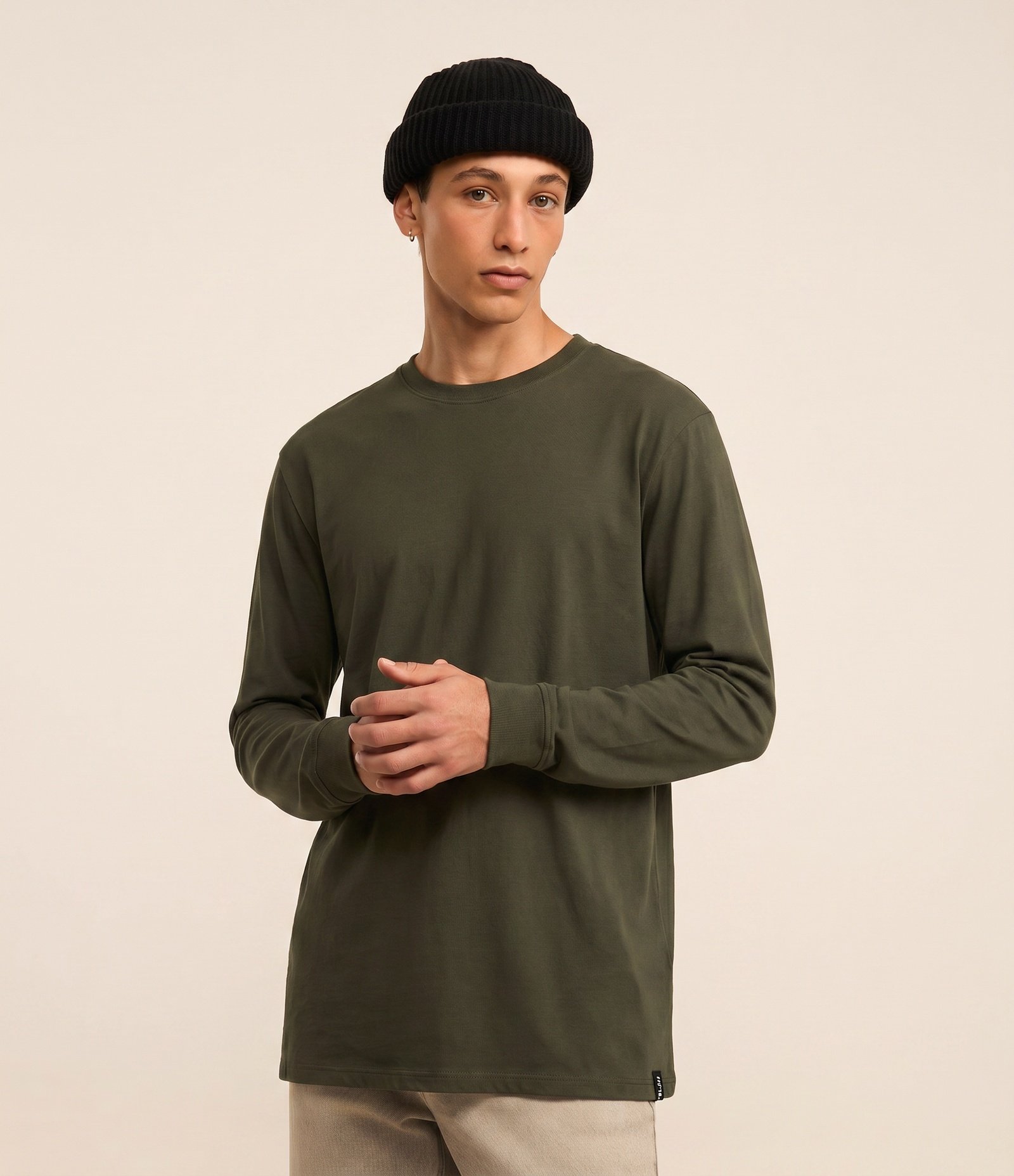 Camiseta Comfort em Algodão com Manga Longa Verde 1