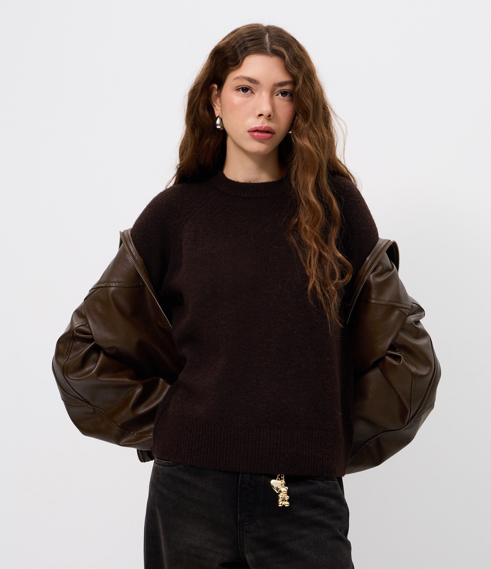 Suéter em Tricô com Manga Raglan Bordô 1