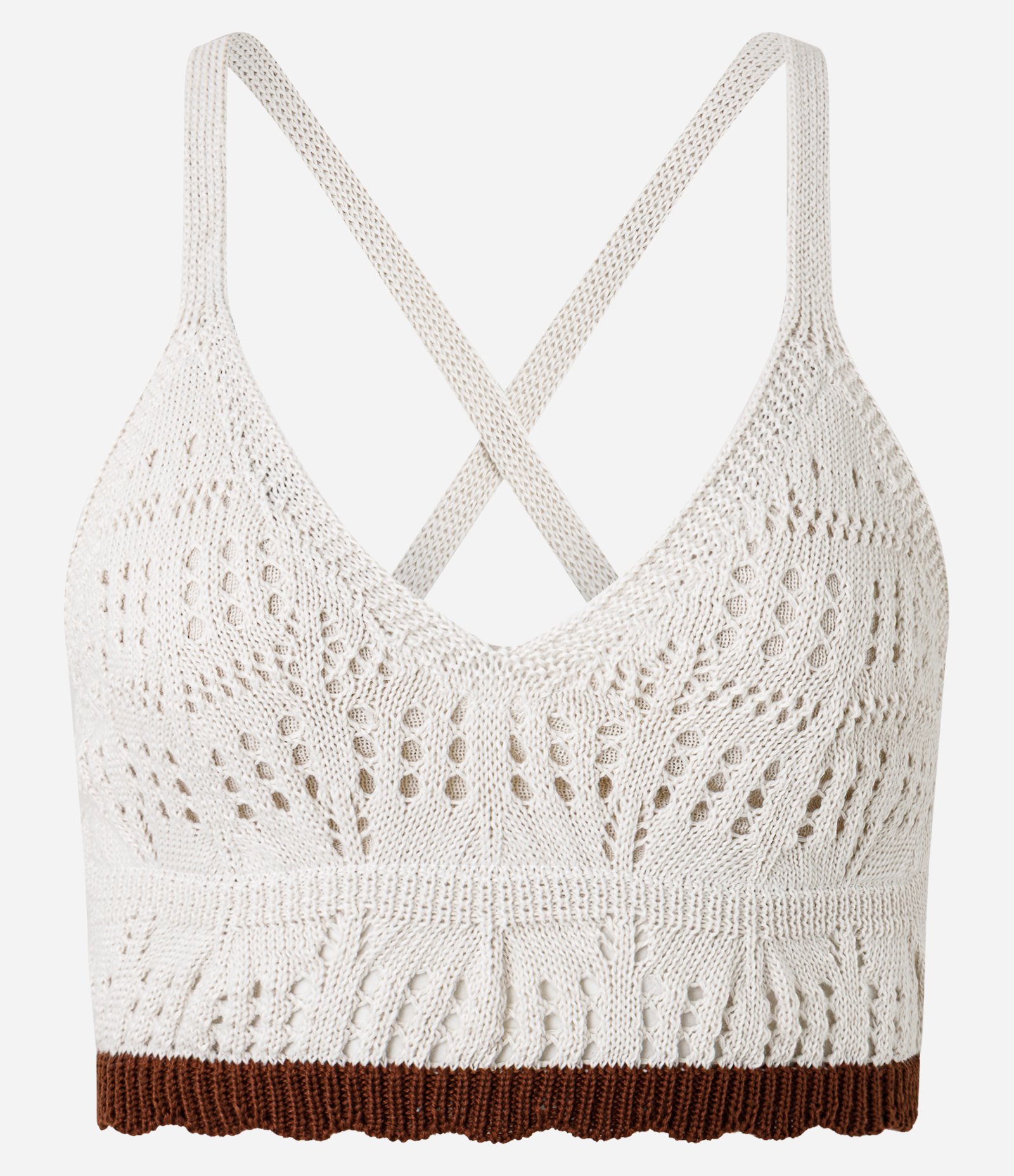 Blusa Cropped em Tricô com Decote em V Branco 4