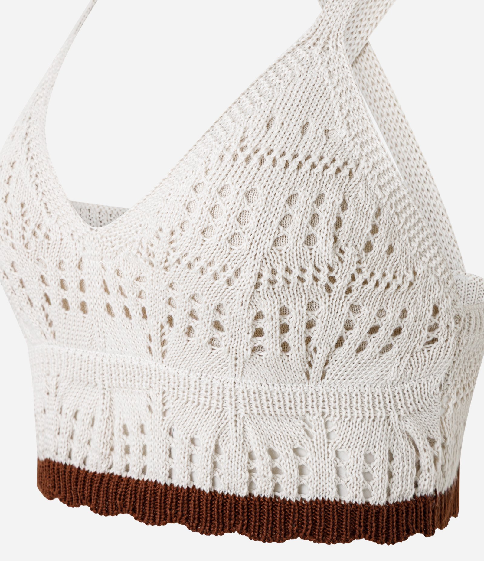 Blusa Cropped em Tricô com Decote em V Branco 5