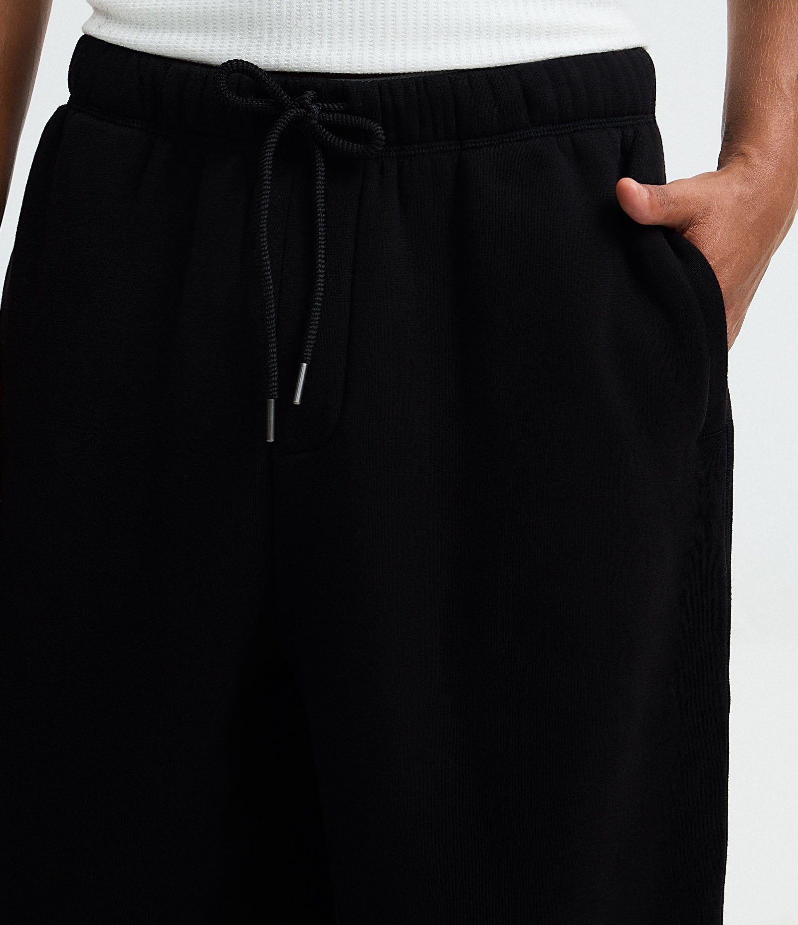 Calça Baggy em Moletom com Felpa com Barra Regulável Preto 3