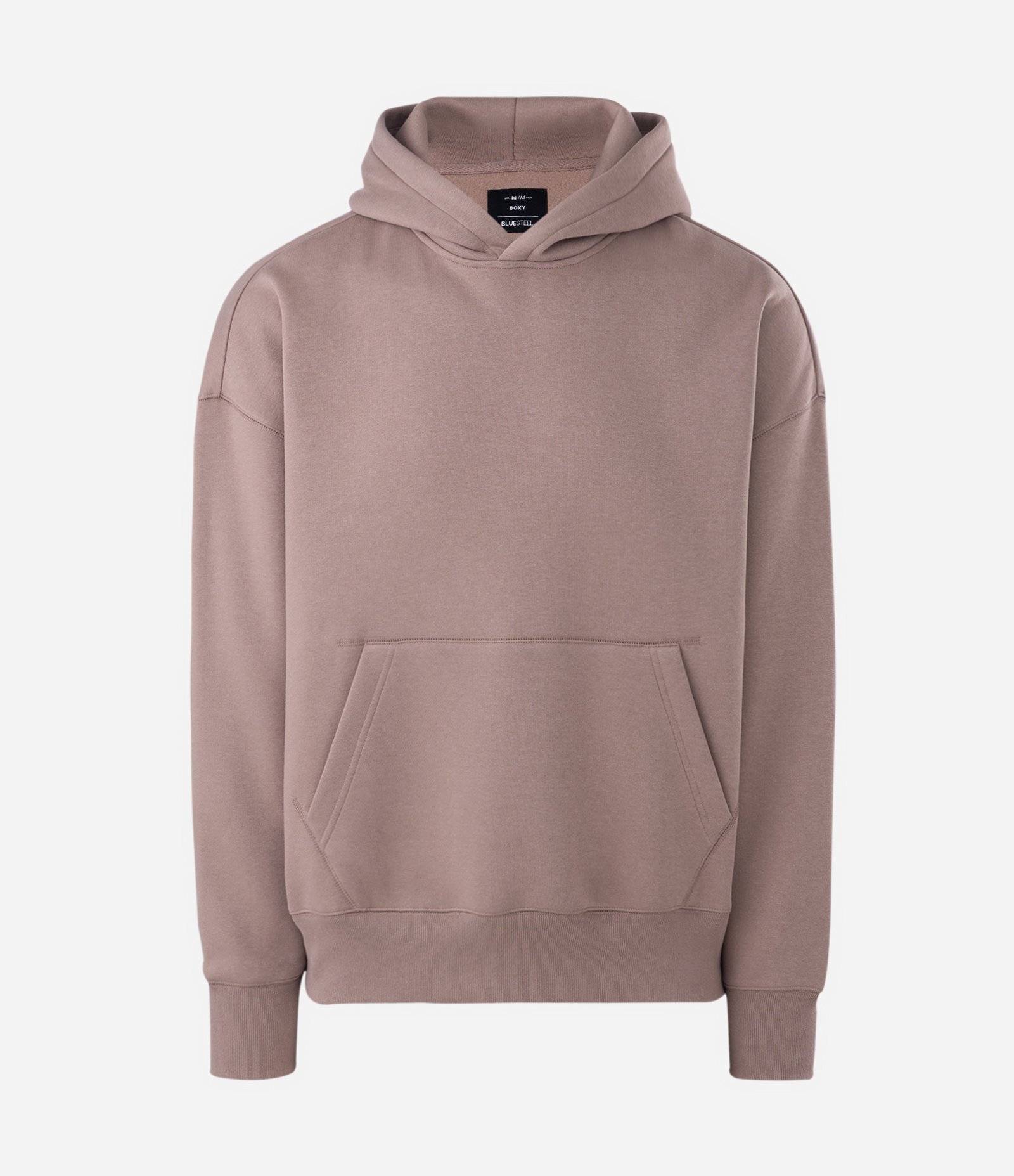 Blusão Moletom Boxy com Felpa em Algodão Bege 1