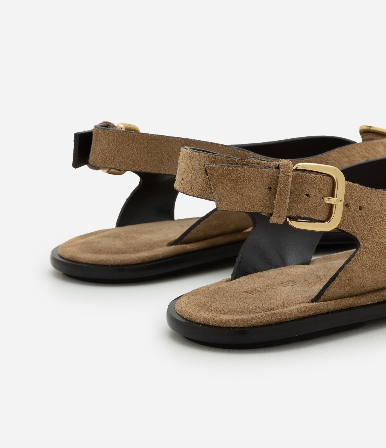 Sandália Rasteira de Dedo em Camurça com Búzio Metalizado Bege 6