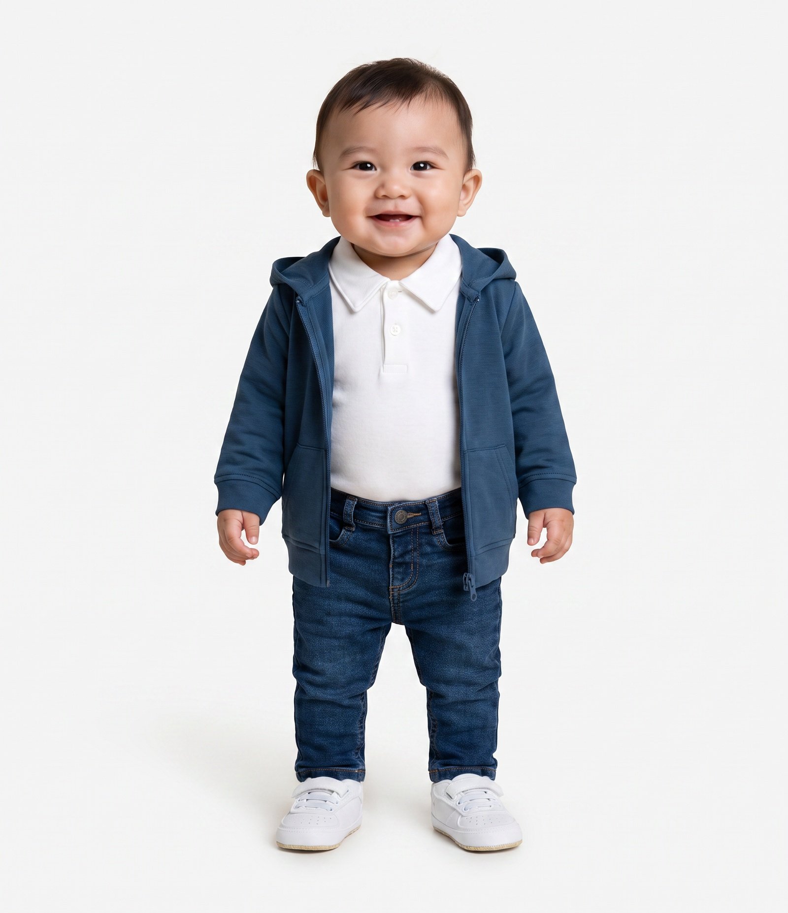 Jaqueta Infantil em Modal com Capuz – Tam 0 a 24 Meses Azul Escuro 1