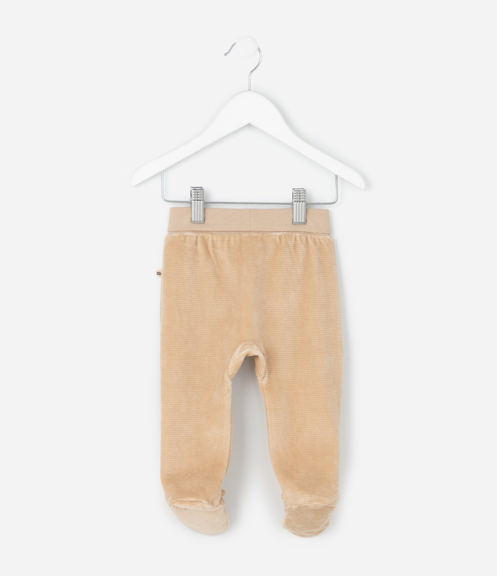 Calça Infantil com Pé Bordado Urso – Tam 0 a 18 Meses Bege Claro 2