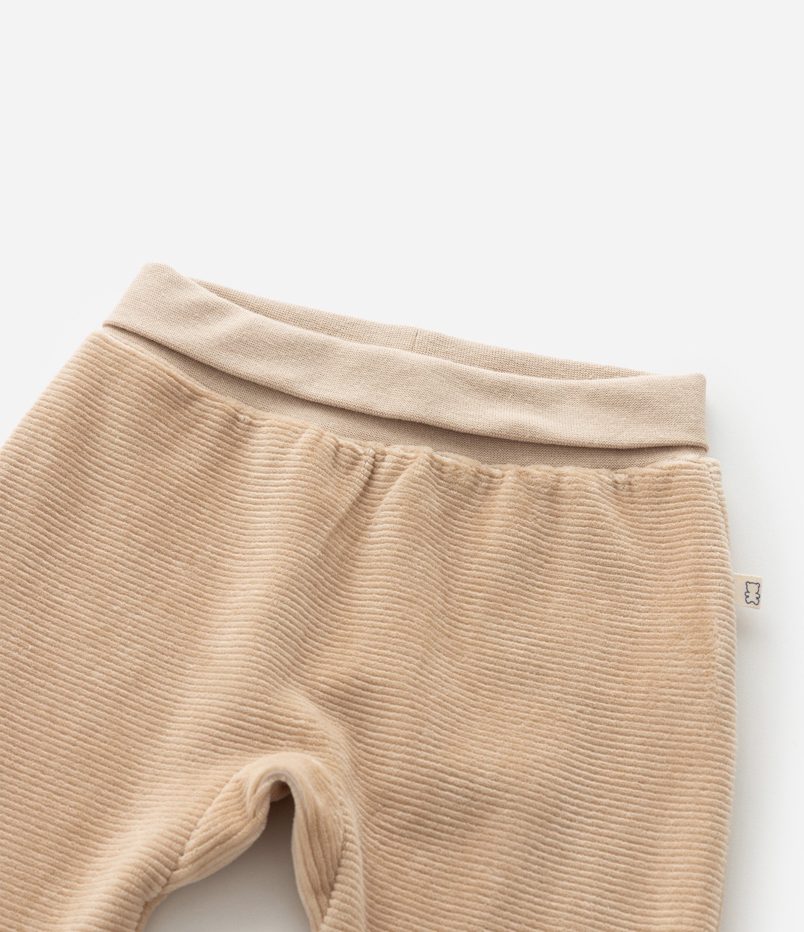 Calça Infantil com Pé Bordado Urso – Tam 0 a 18 Meses Bege Claro 4