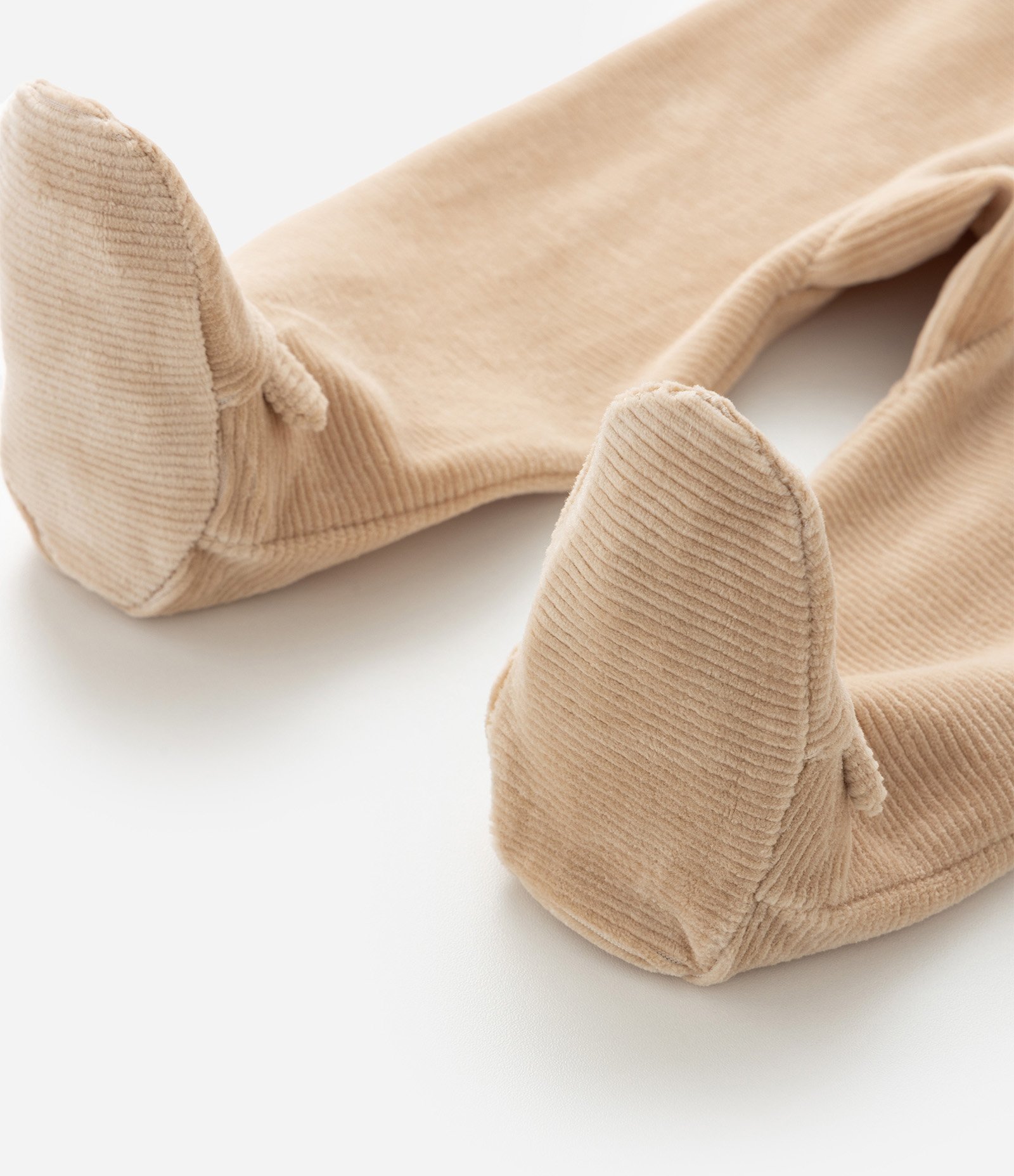 Calça Infantil com Pé Bordado Urso – Tam 0 a 18 Meses Bege Claro 5