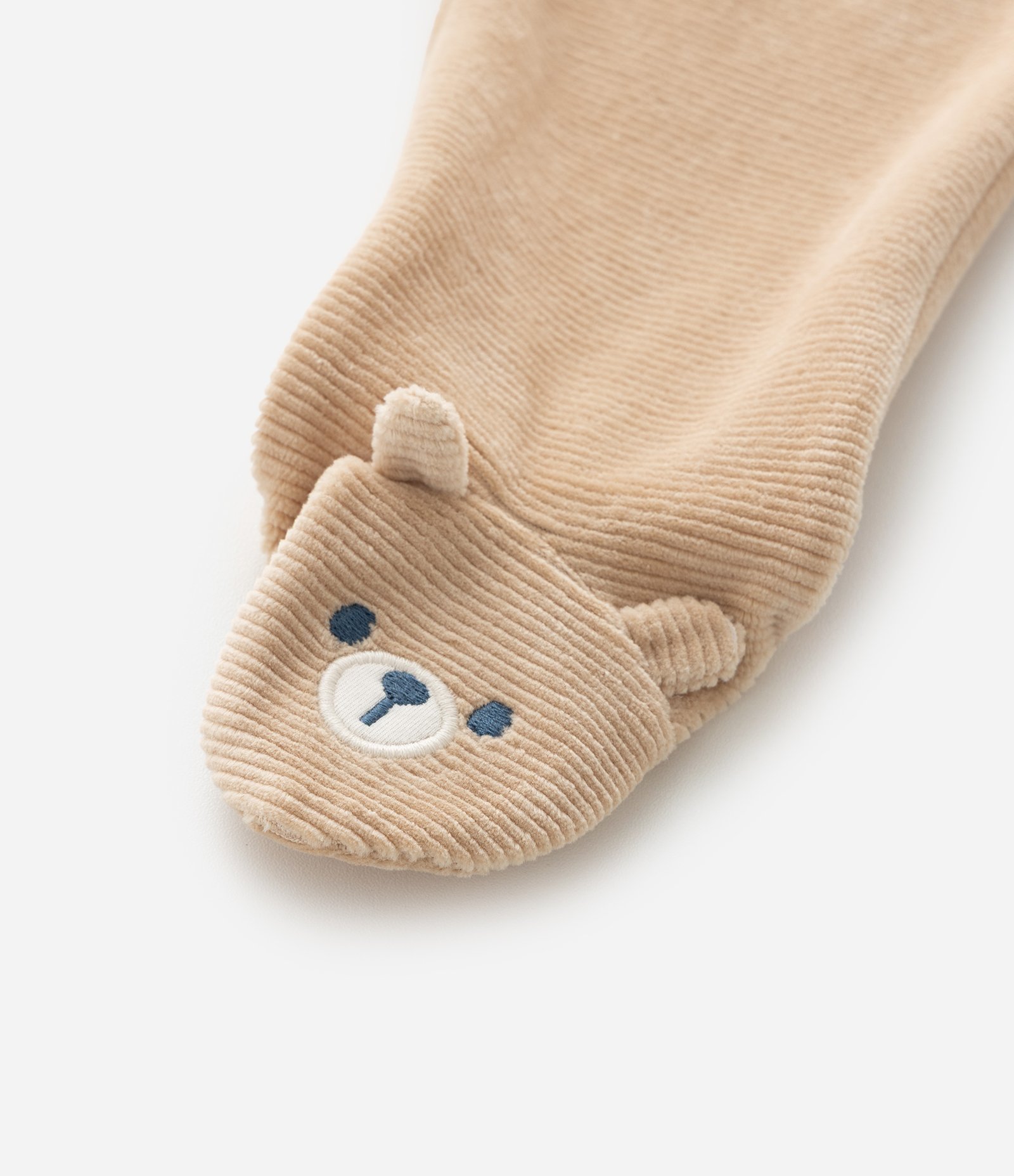Calça Infantil com Pé Bordado Urso – Tam 0 a 18 Meses Bege Claro 6