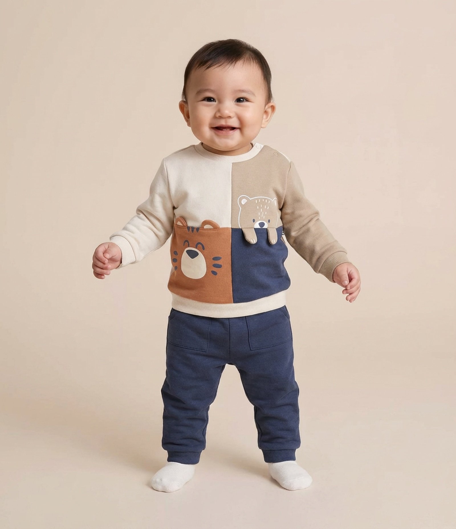 Conjunto Infantil com Animais e Blocos de Cor – Tam 0 a 24 Meses Azul 1