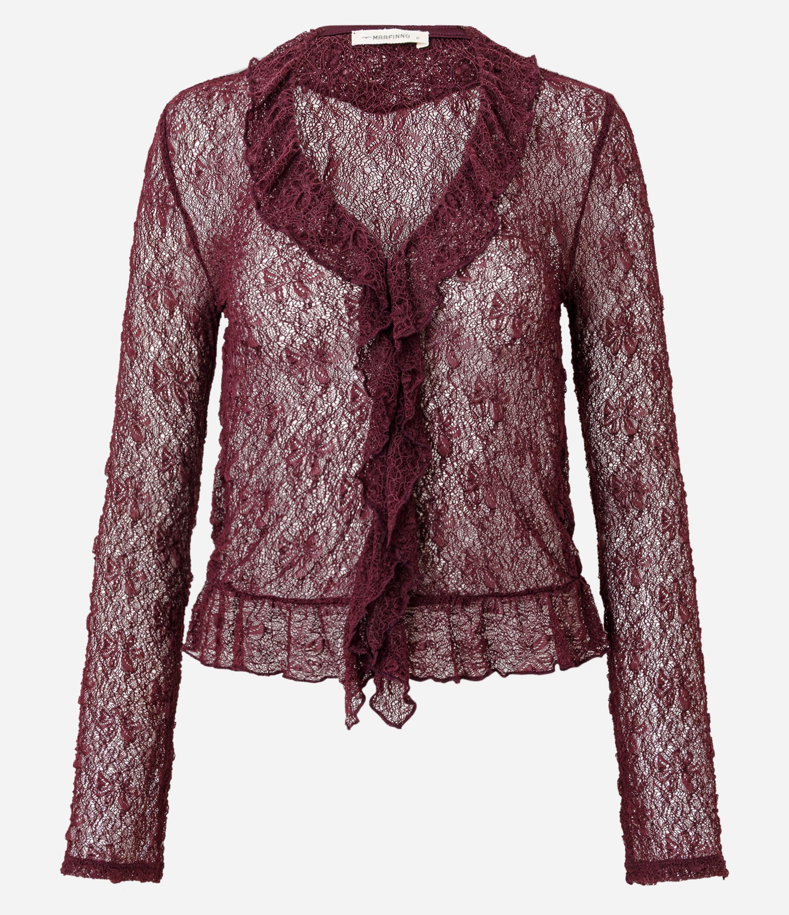 Blusa Bata Rendada com Babados e Barra Franzida Vermelho 7