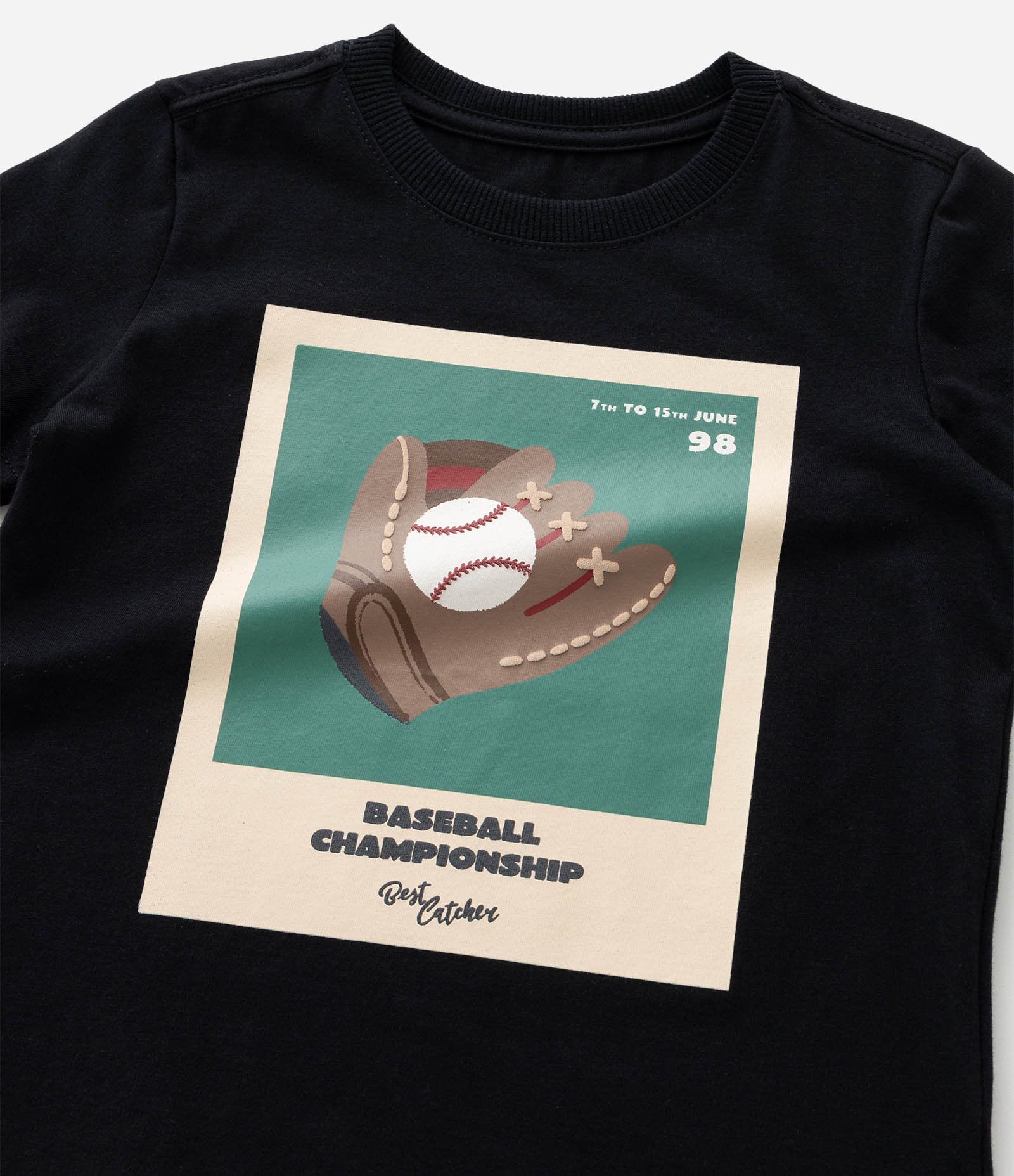 Camiseta Infantil com Estampa de Baseball - Tam 1 a 6 Anos Preto 7