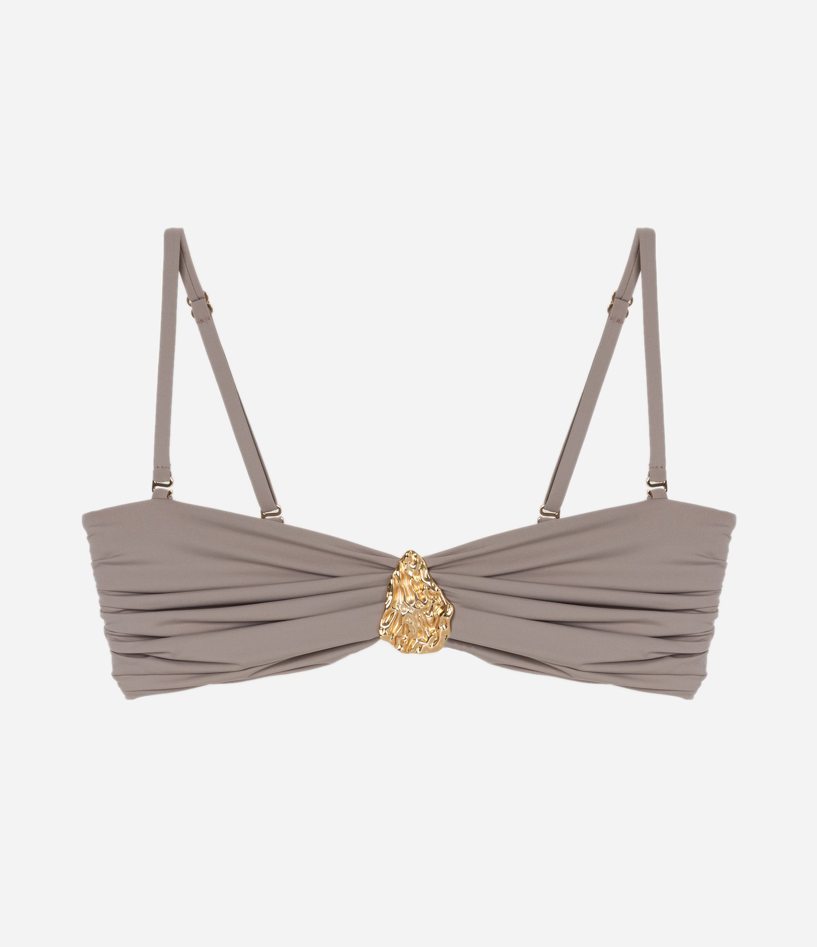 Biquíni Bandeau cm Microfibra com Aviamento Metalizado Off White 7